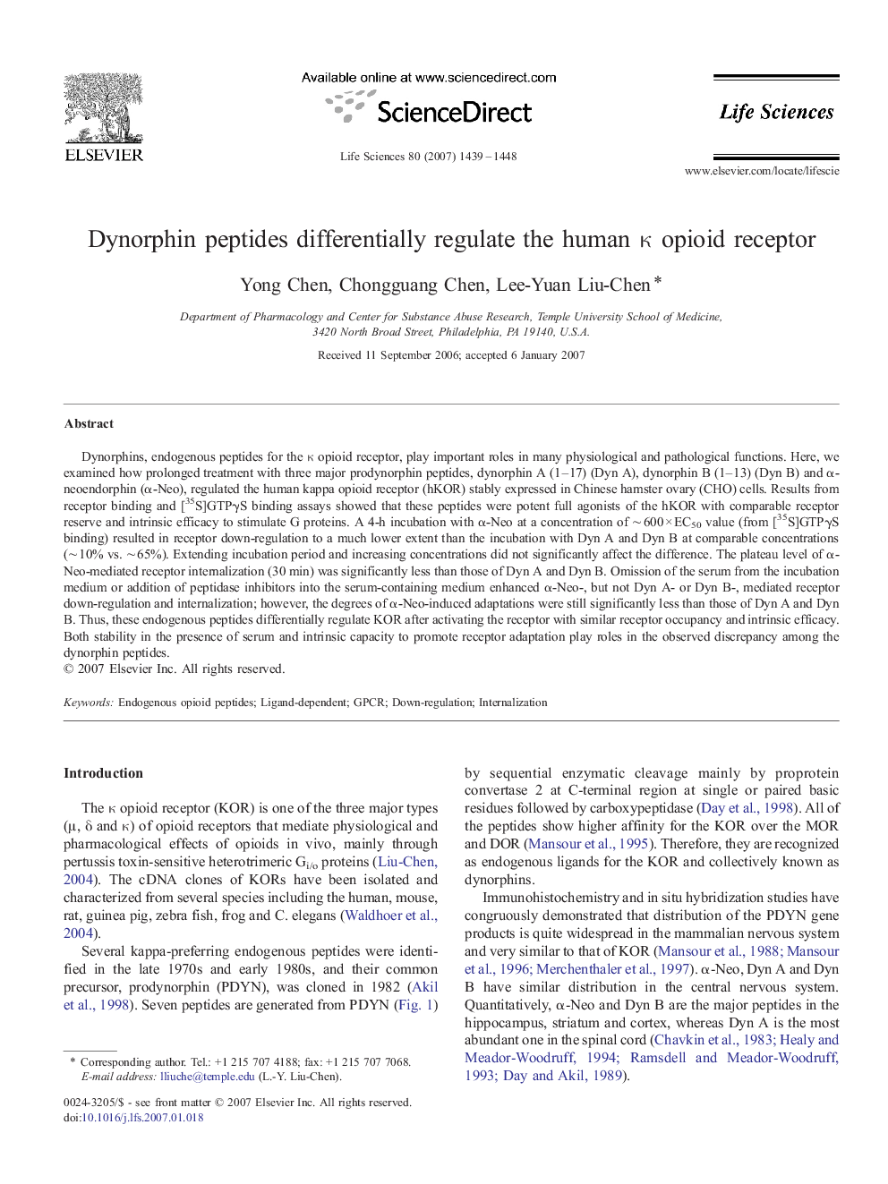 Dynorphin peptides differentially regulate the human Îº opioid receptor