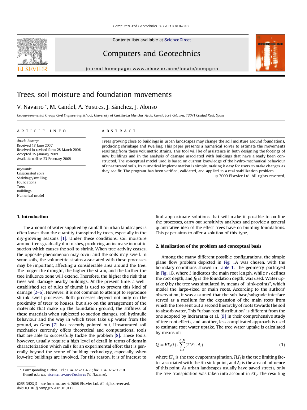 Trees, soil moisture and foundation movements