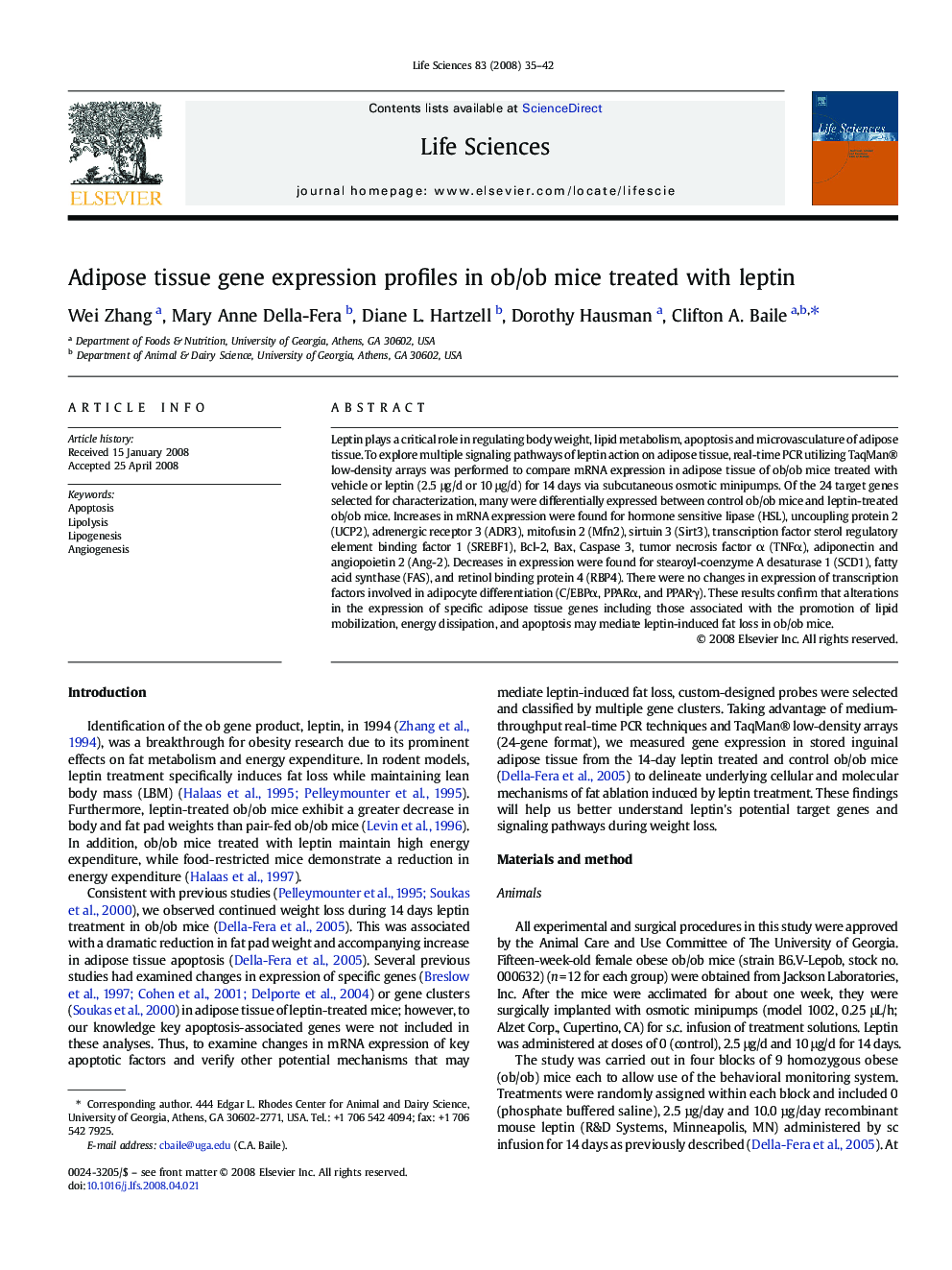 Adipose tissue gene expression profiles in ob/ob mice treated with leptin