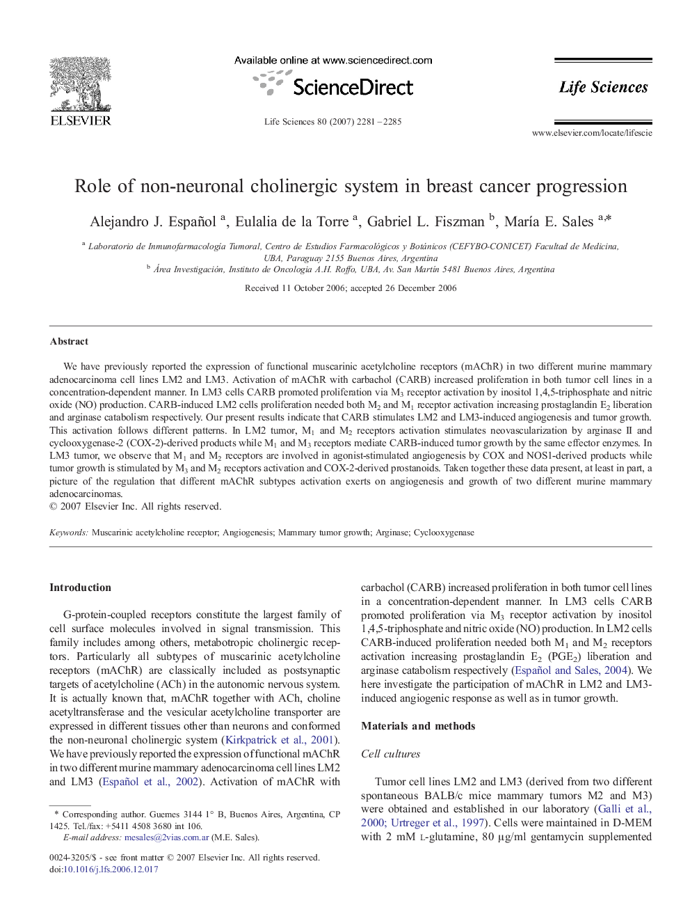 Role of non-neuronal cholinergic system in breast cancer progression