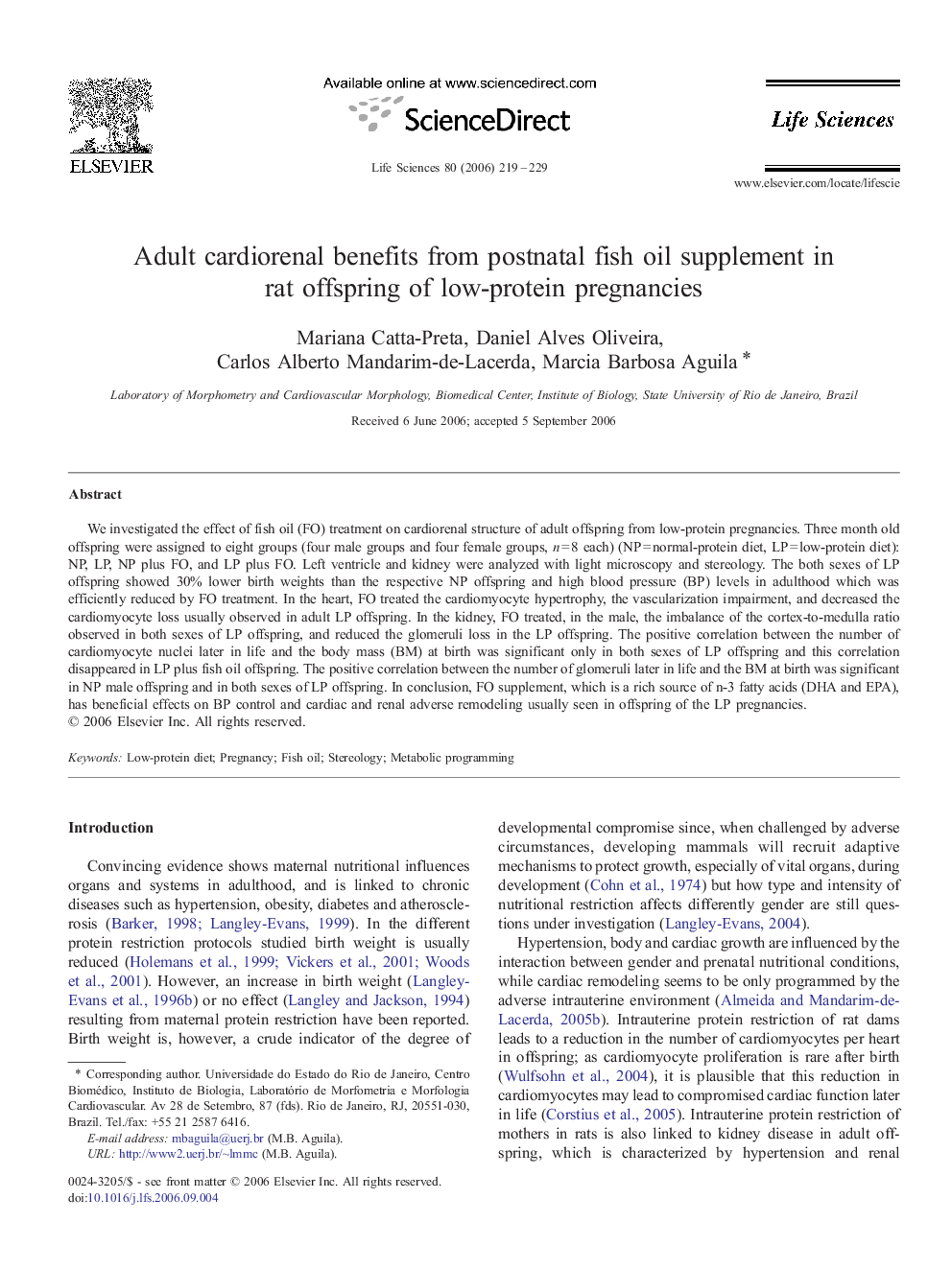 Adult cardiorenal benefits from postnatal fish oil supplement in rat offspring of low-protein pregnancies