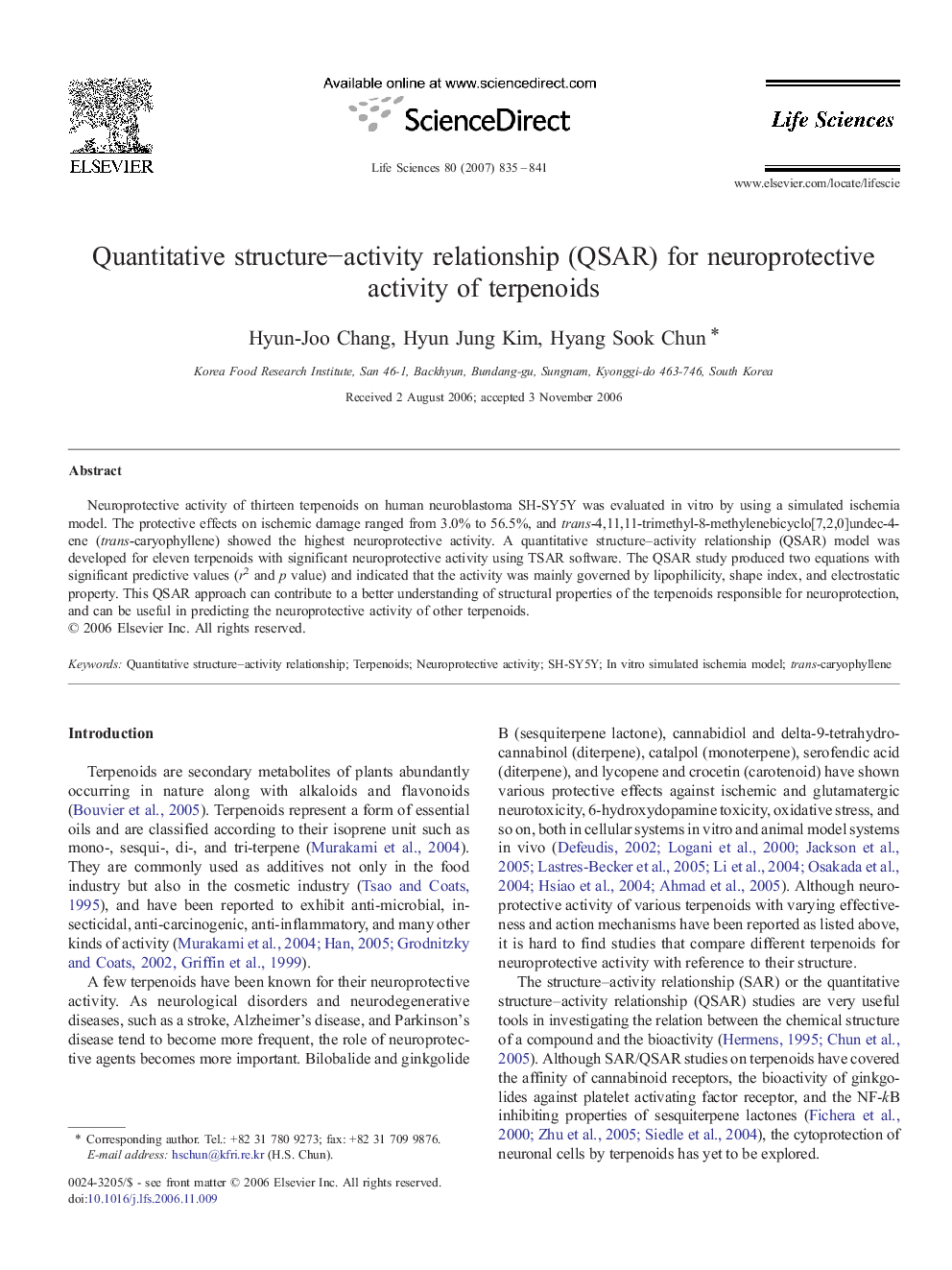 Quantitative structure−activity relationship (QSAR) for neuroprotective activity of terpenoids