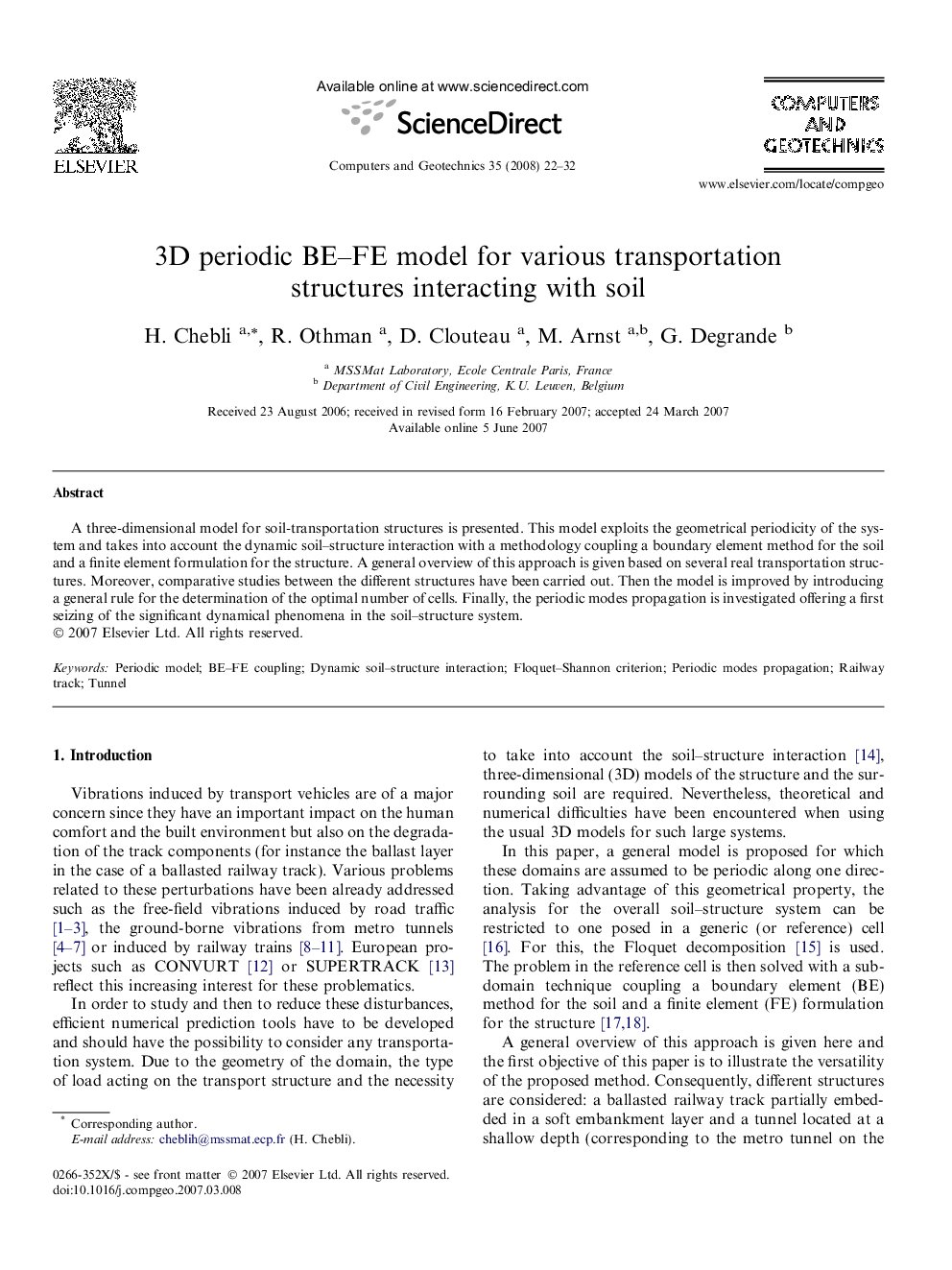 3D periodic BE–FE model for various transportation structures interacting with soil