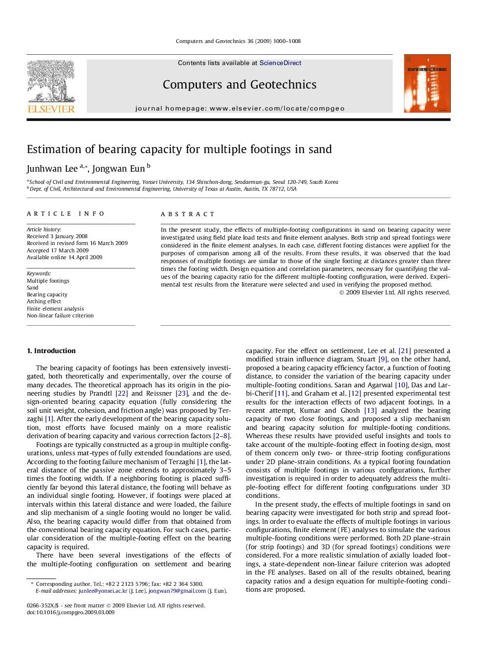 Estimation of bearing capacity for multiple footings in sand