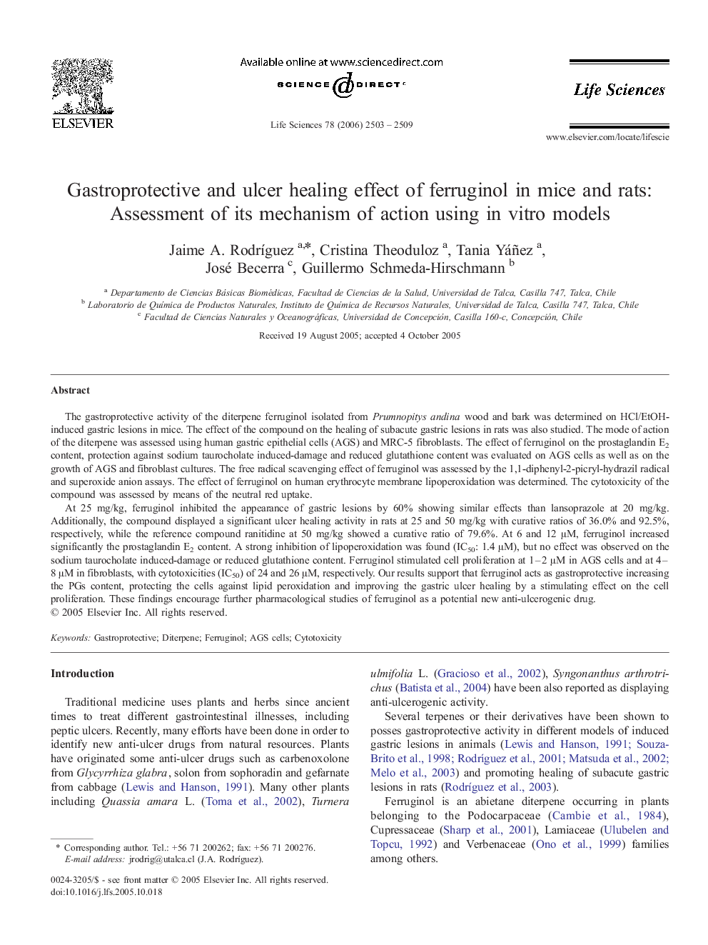 Gastroprotective and ulcer healing effect of ferruginol in mice and rats: Assessment of its mechanism of action using in vitro models