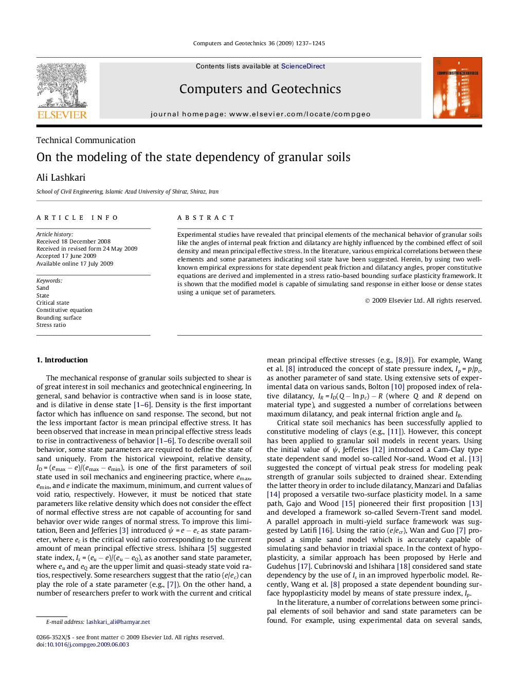 On the modeling of the state dependency of granular soils