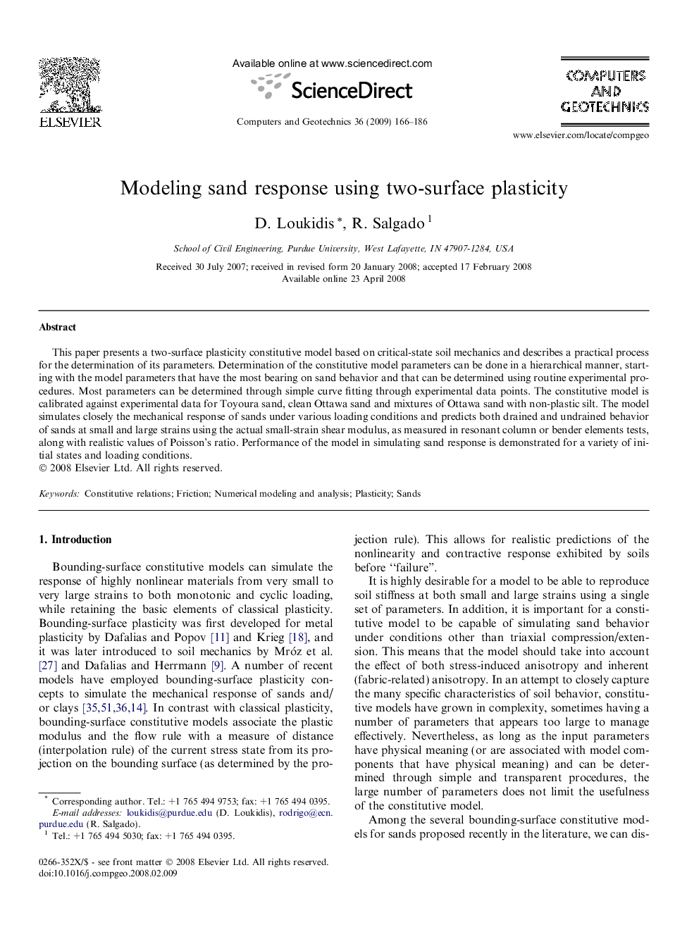 Modeling sand response using two-surface plasticity