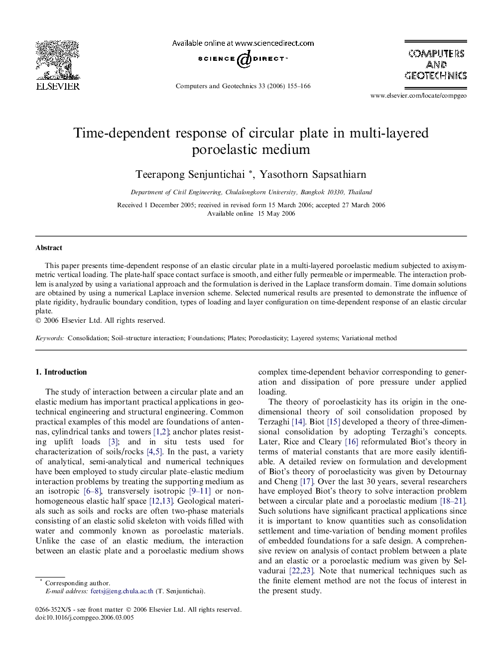 Time-dependent response of circular plate in multi-layered poroelastic medium