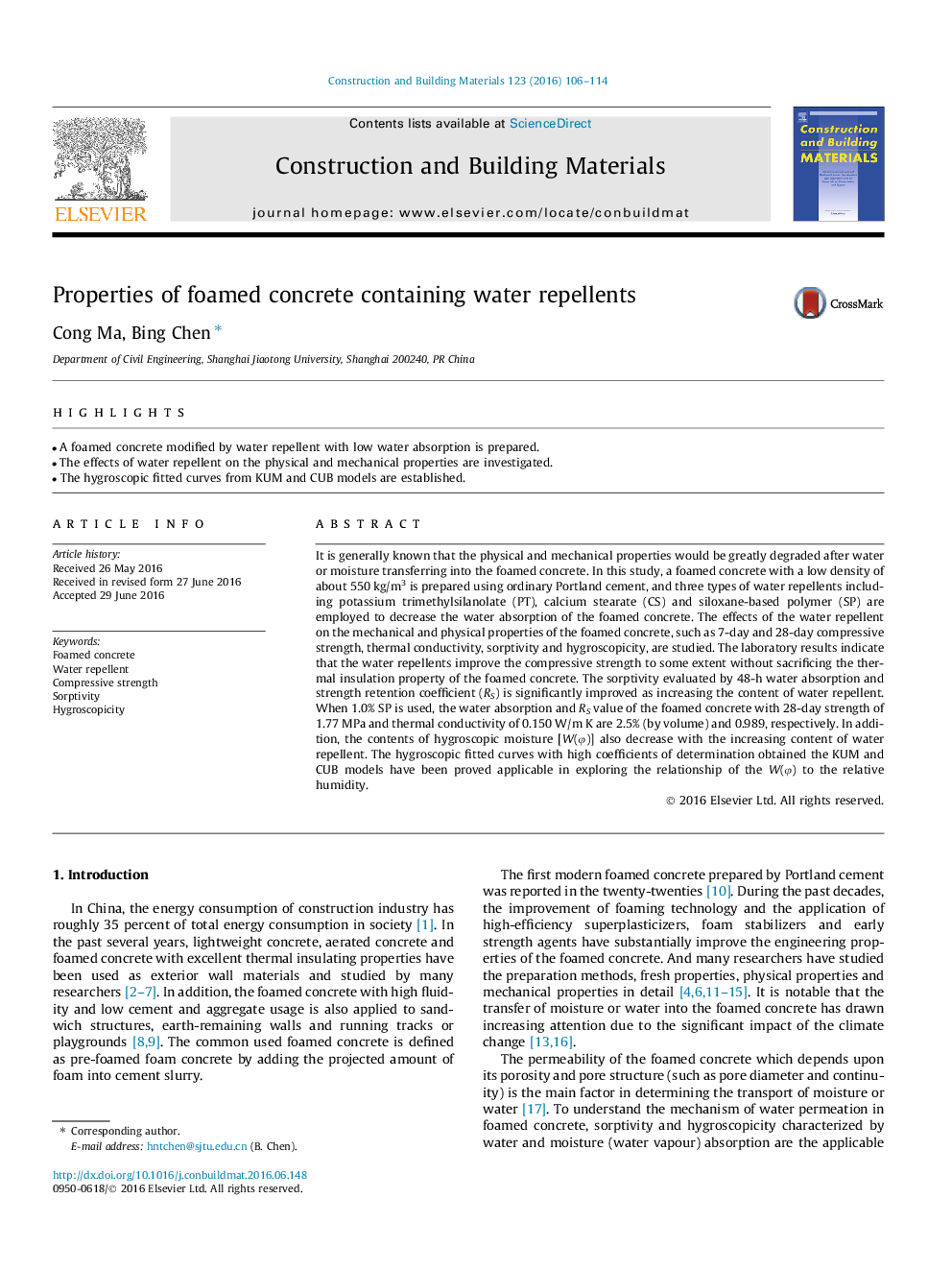 Properties of foamed concrete containing water repellents