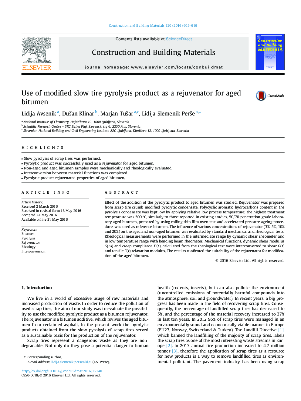 Use of modified slow tire pyrolysis product as a rejuvenator for aged bitumen