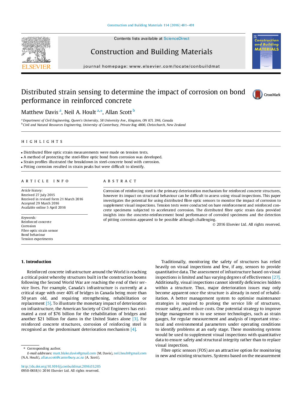 Distributed strain sensing to determine the impact of corrosion on bond performance in reinforced concrete