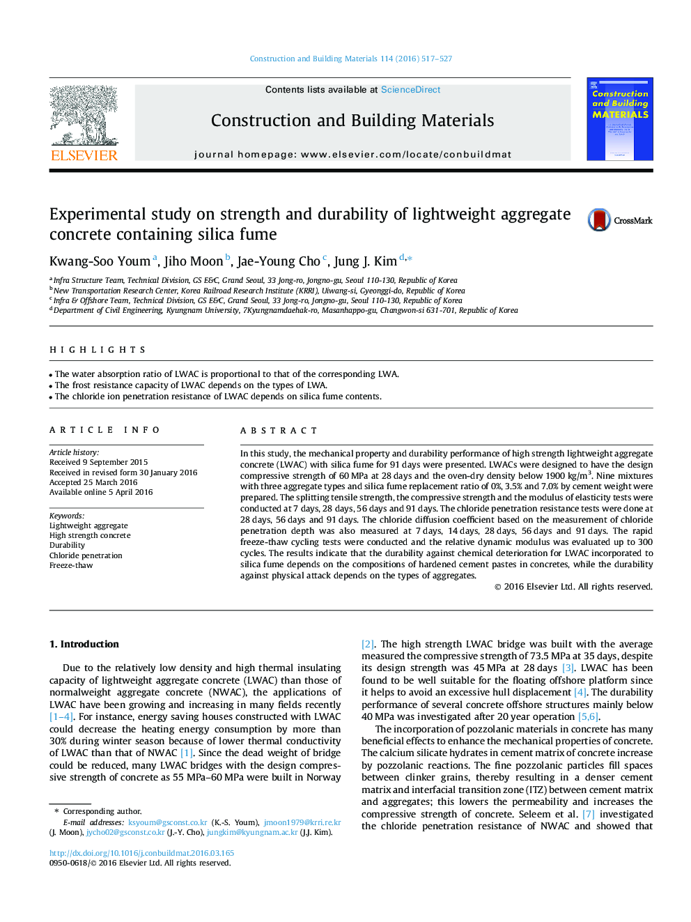 Experimental study on strength and durability of lightweight aggregate concrete containing silica fume