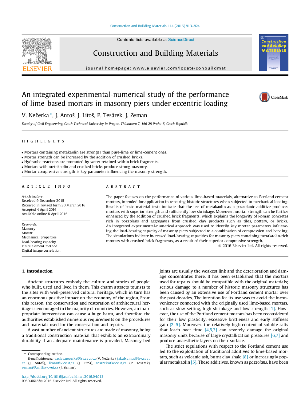 An integrated experimental-numerical study of the performance of lime-based mortars in masonry piers under eccentric loading