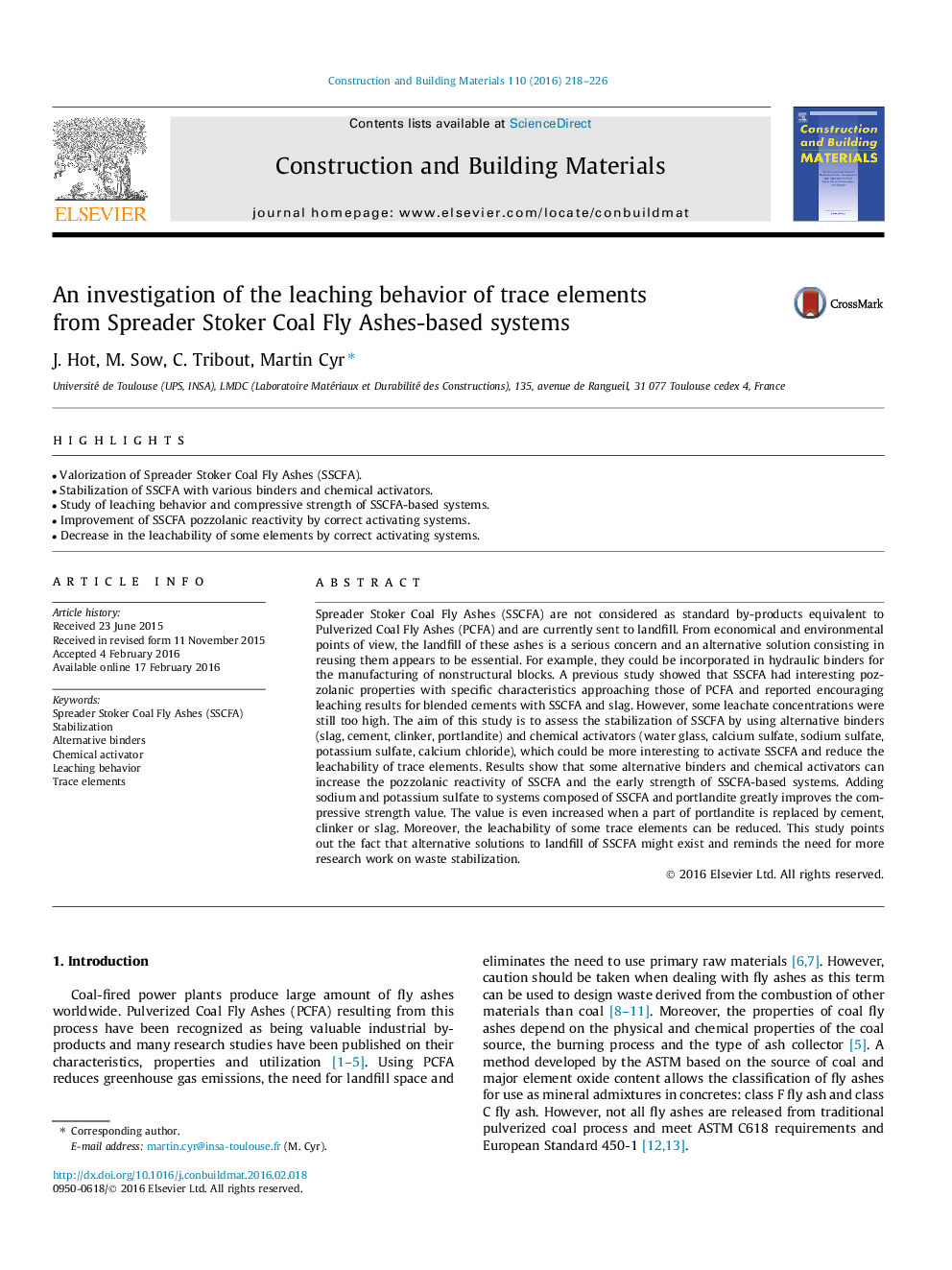 An investigation of the leaching behavior of trace elements from Spreader Stoker Coal Fly Ashes-based systems