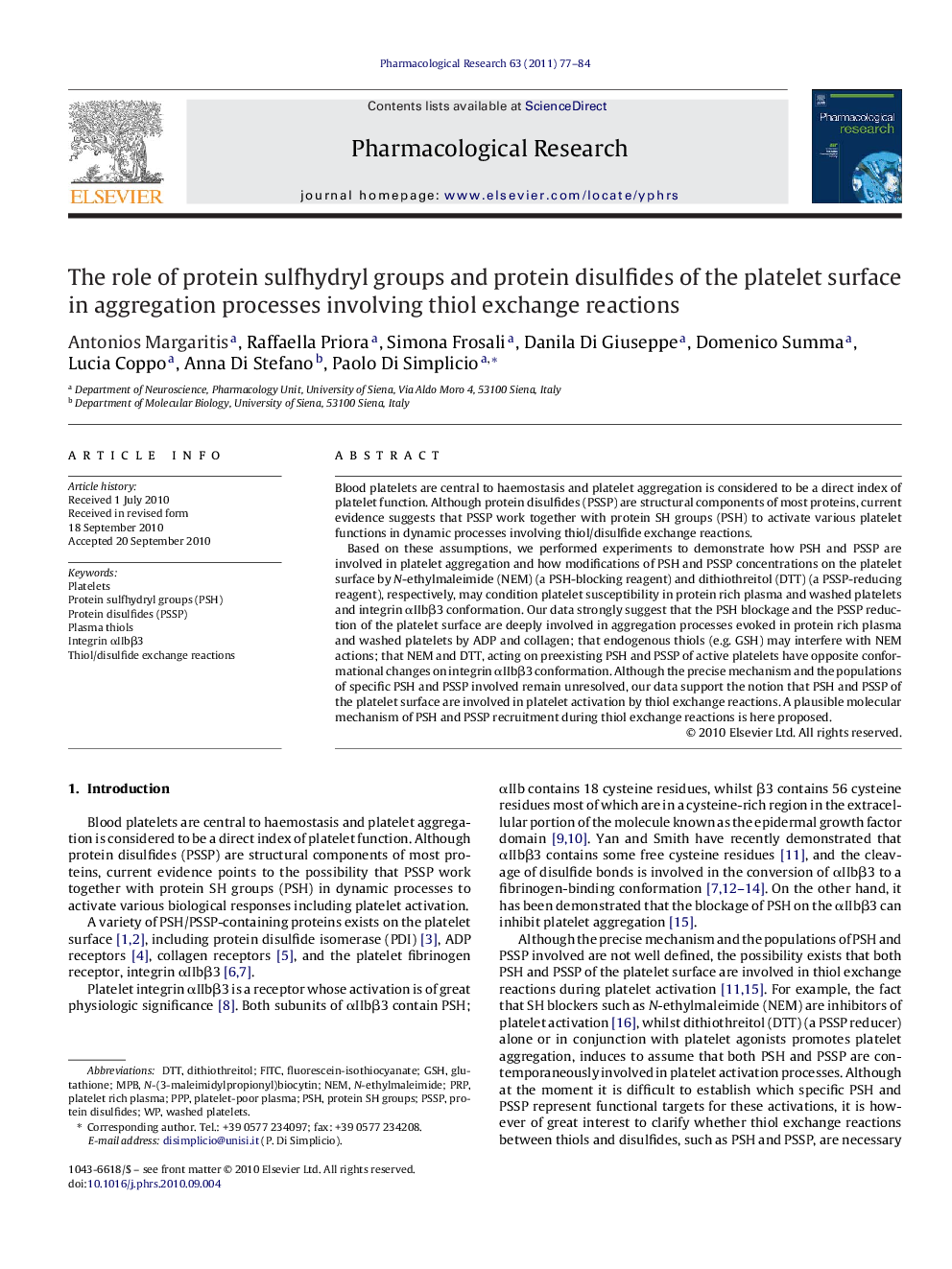 The role of protein sulfhydryl groups and protein disulfides of the platelet surface in aggregation processes involving thiol exchange reactions