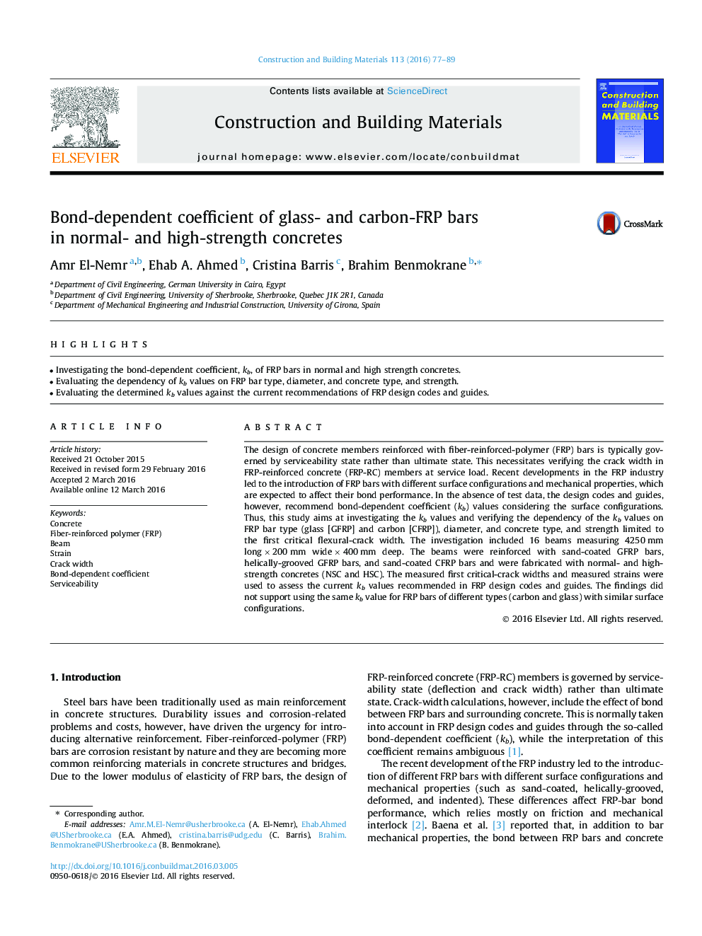 Bond-dependent coefficient of glass- and carbon-FRP bars in normal- and high-strength concretes