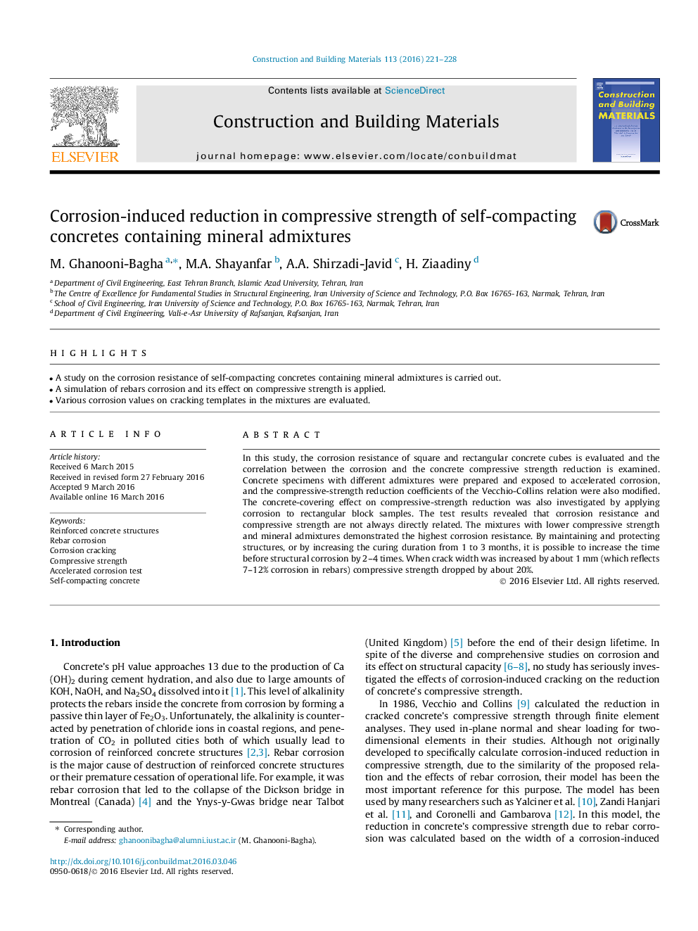 Corrosion-induced reduction in compressive strength of self-compacting concretes containing mineral admixtures