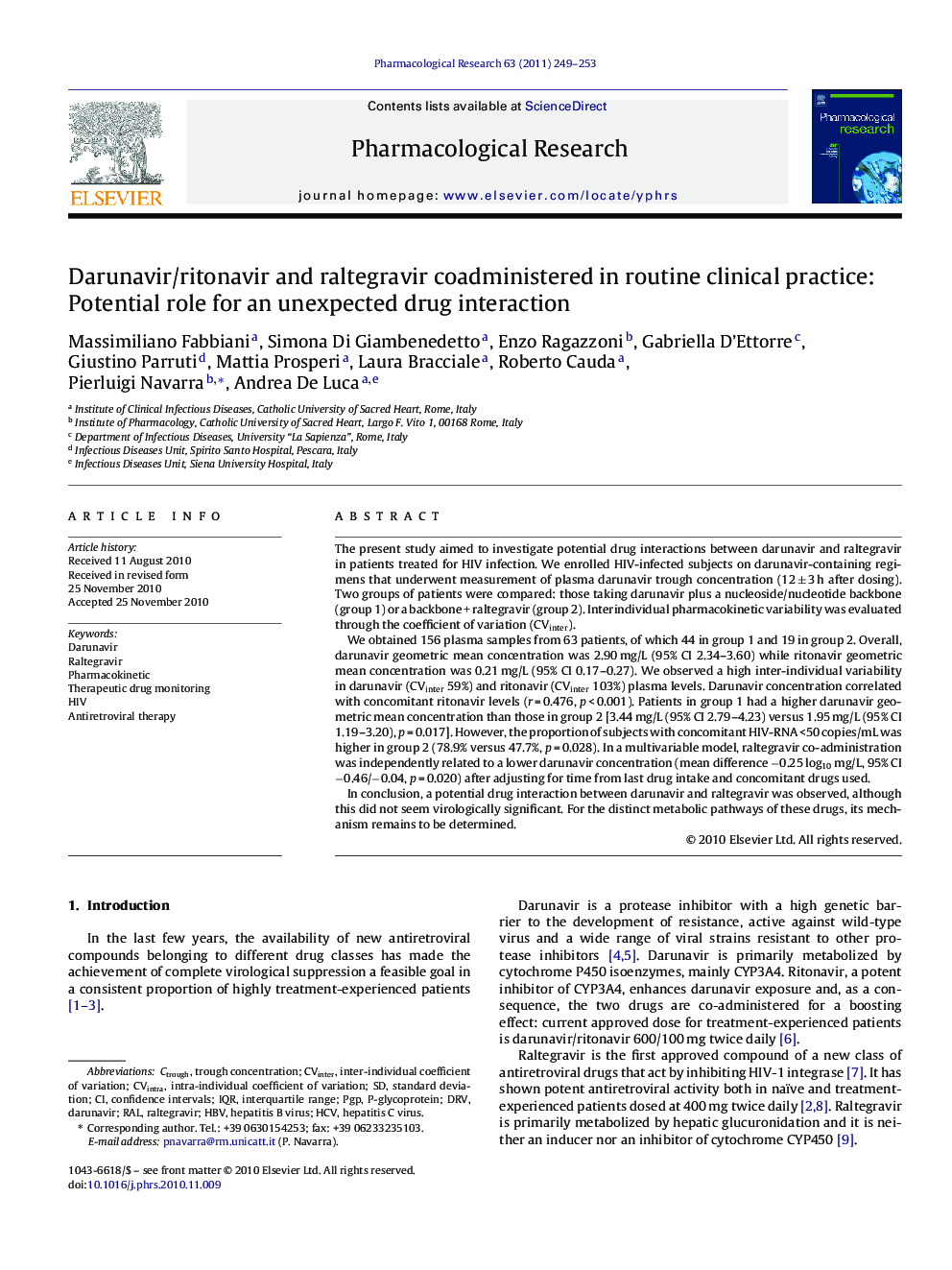 Darunavir/ritonavir and raltegravir coadministered in routine clinical practice: Potential role for an unexpected drug interaction