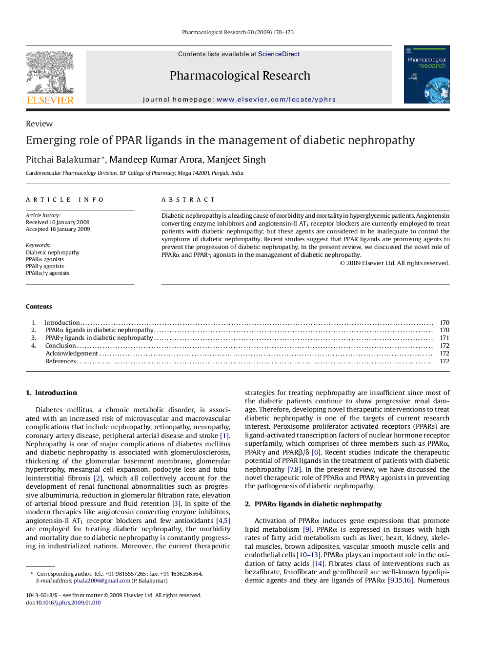 Emerging role of PPAR ligands in the management of diabetic nephropathy