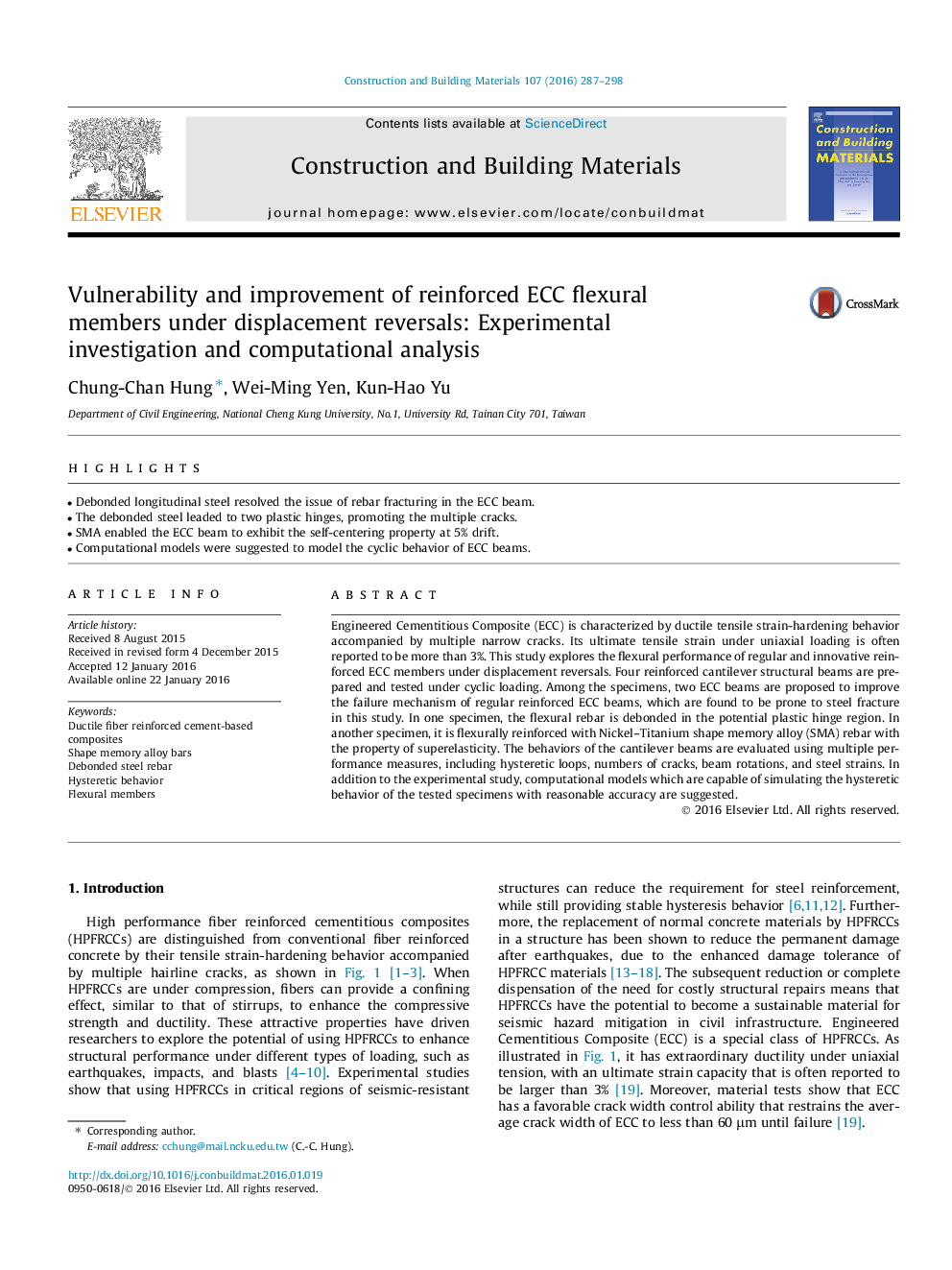 Vulnerability and improvement of reinforced ECC flexural members under displacement reversals: Experimental investigation and computational analysis