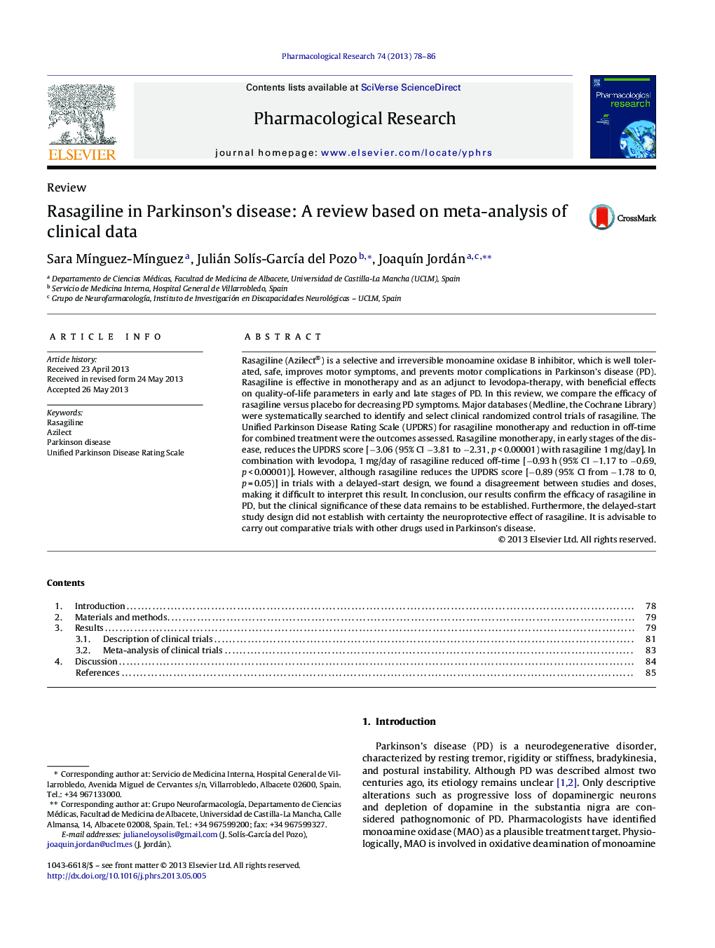 Rasagiline in Parkinson's disease: A review based on meta-analysis of clinical data