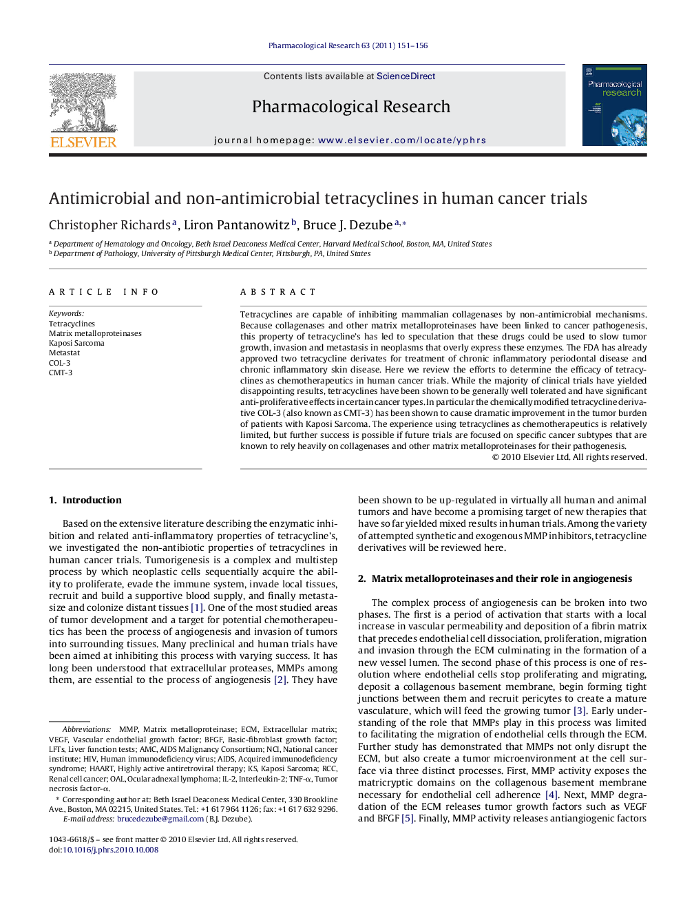 Antimicrobial and non-antimicrobial tetracyclines in human cancer trials