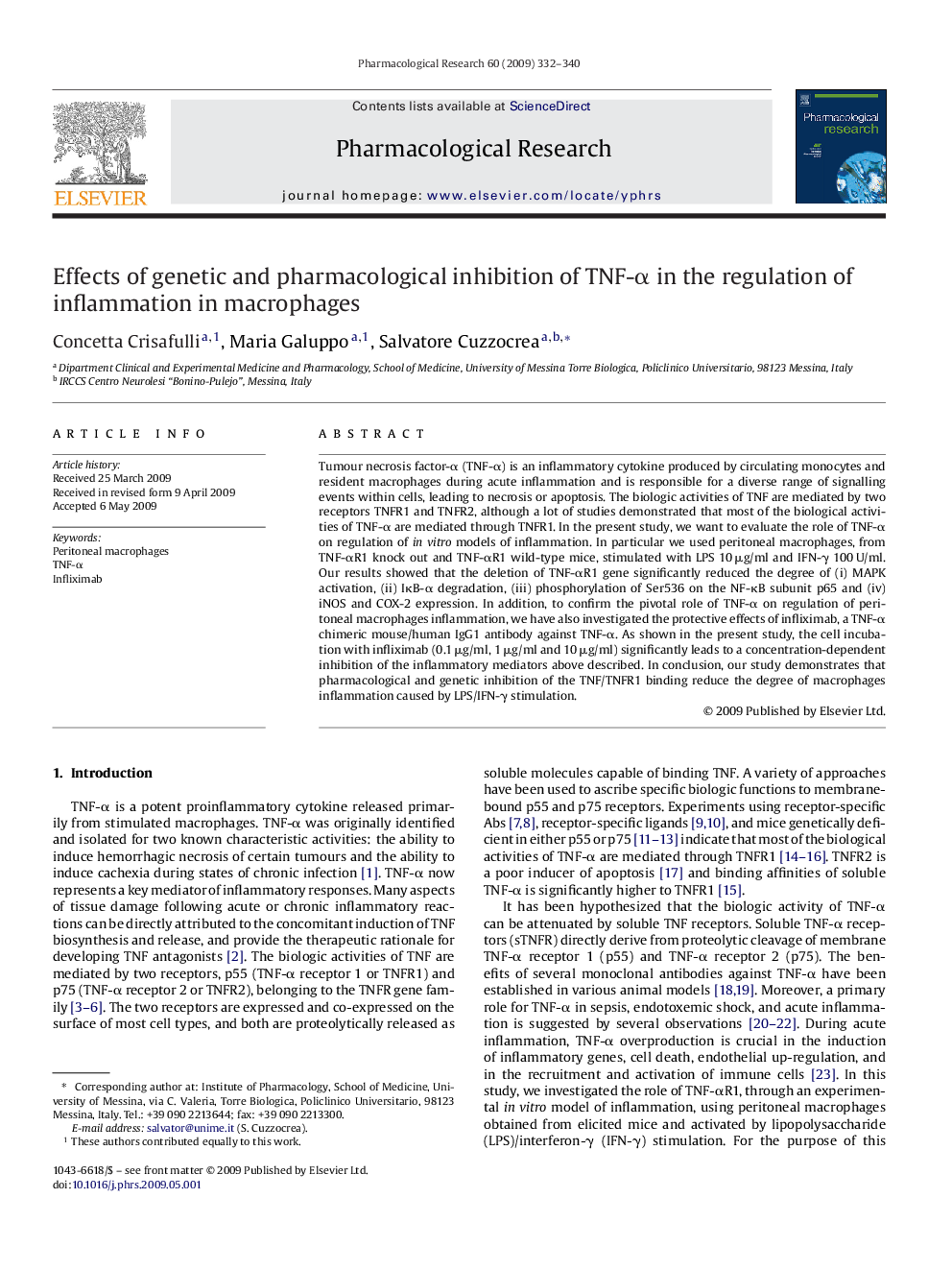 Effects of genetic and pharmacological inhibition of TNF-α in the regulation of inflammation in macrophages