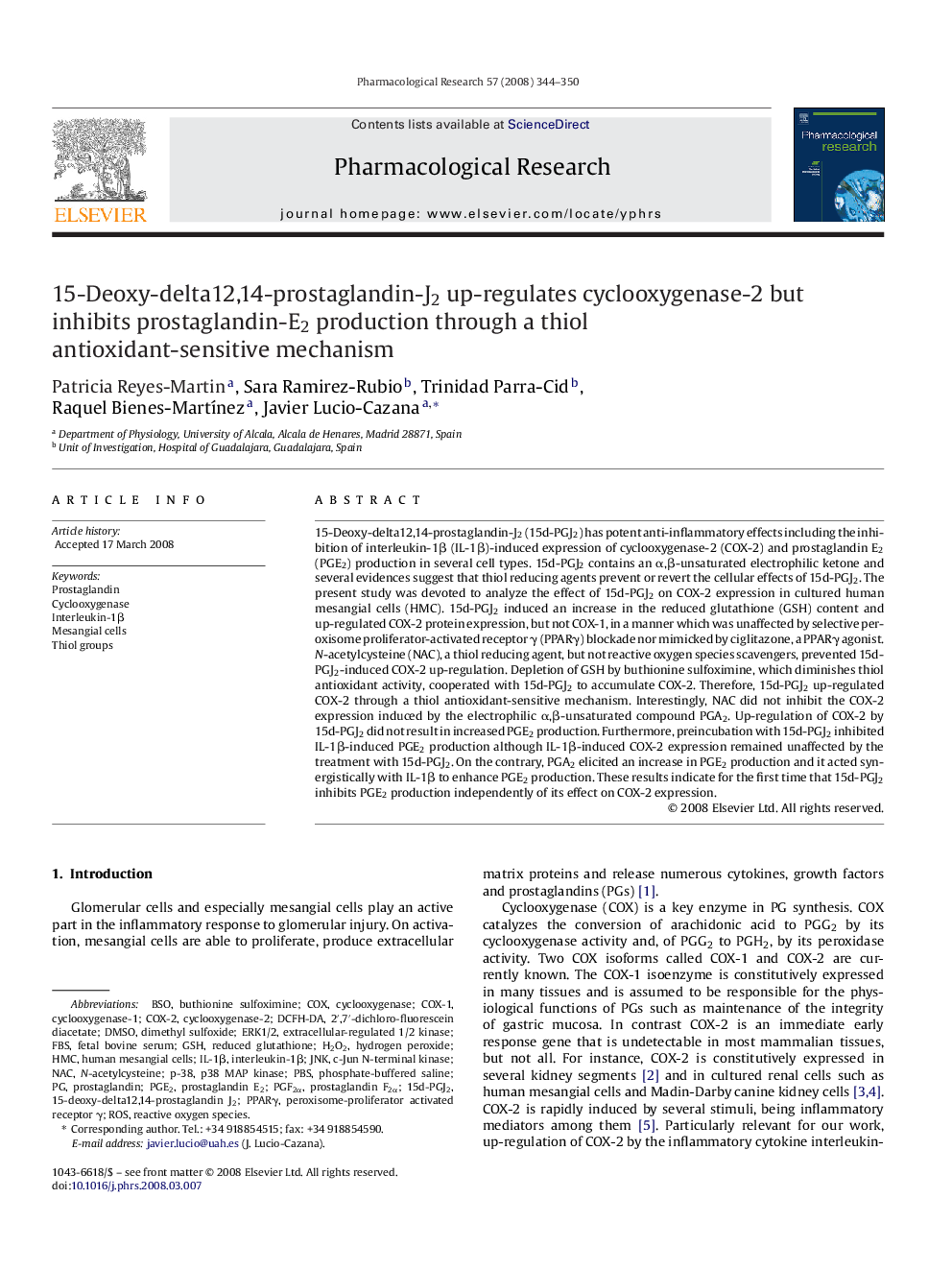 15-Deoxy-delta12,14-prostaglandin-J2 up-regulates cyclooxygenase-2 but inhibits prostaglandin-E2 production through a thiol antioxidant-sensitive mechanism