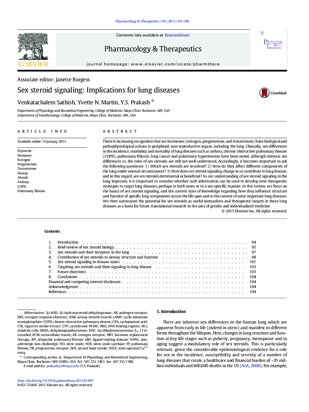 Sex steroid signaling: Implications for lung diseases