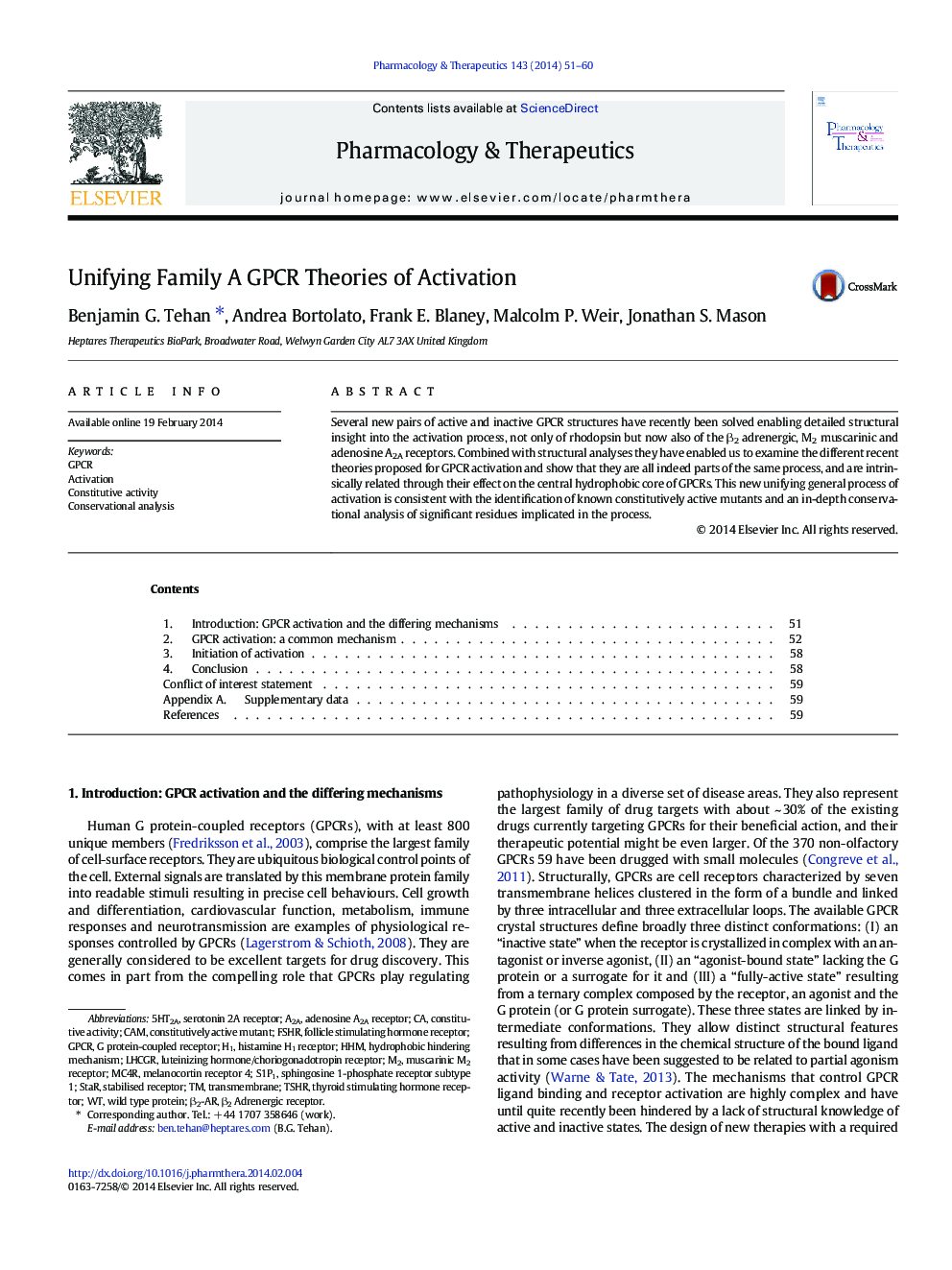 Unifying Family A GPCR Theories of Activation