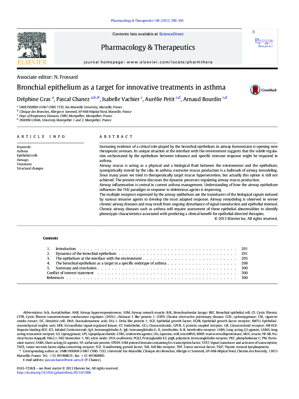 Bronchial epithelium as a target for innovative treatments in asthma