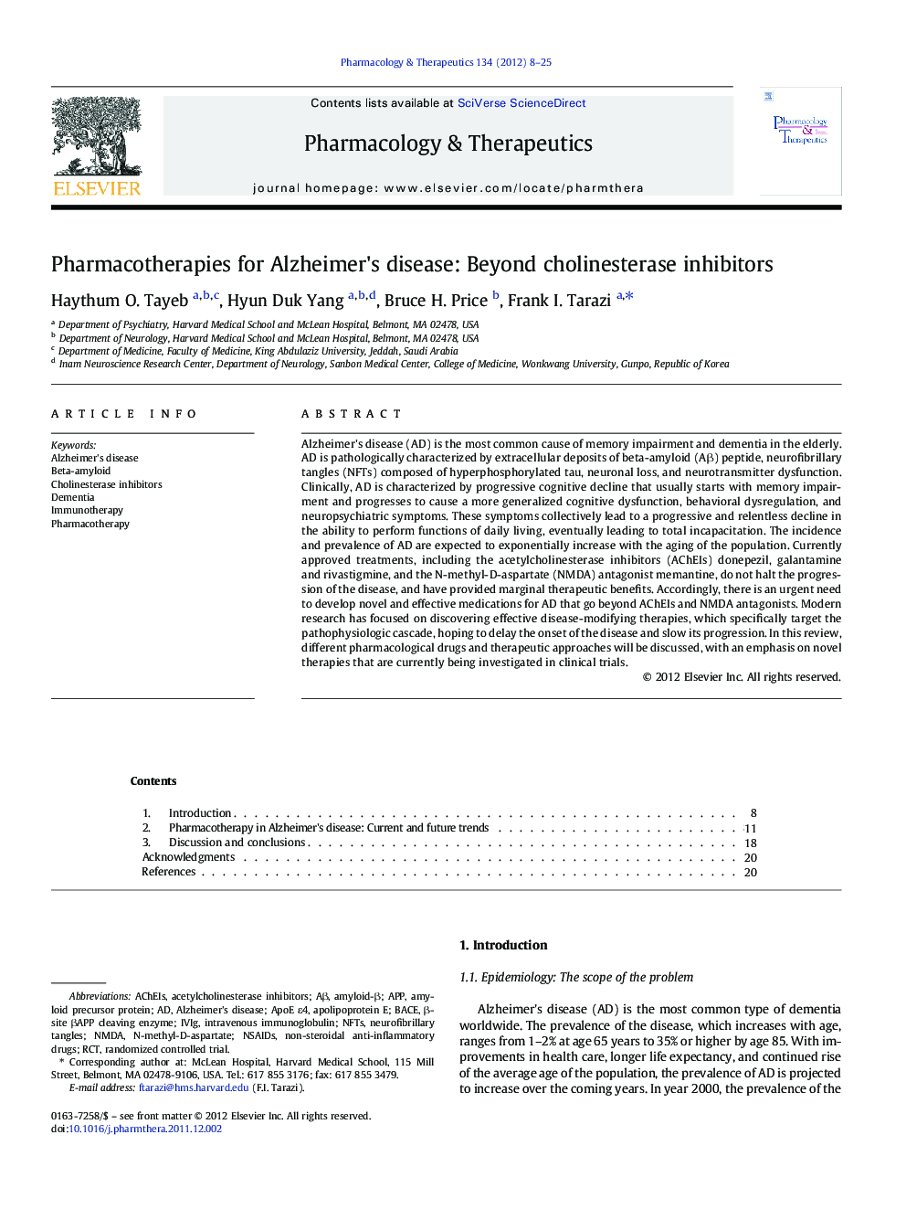 Pharmacotherapies for Alzheimer's disease: Beyond cholinesterase inhibitors