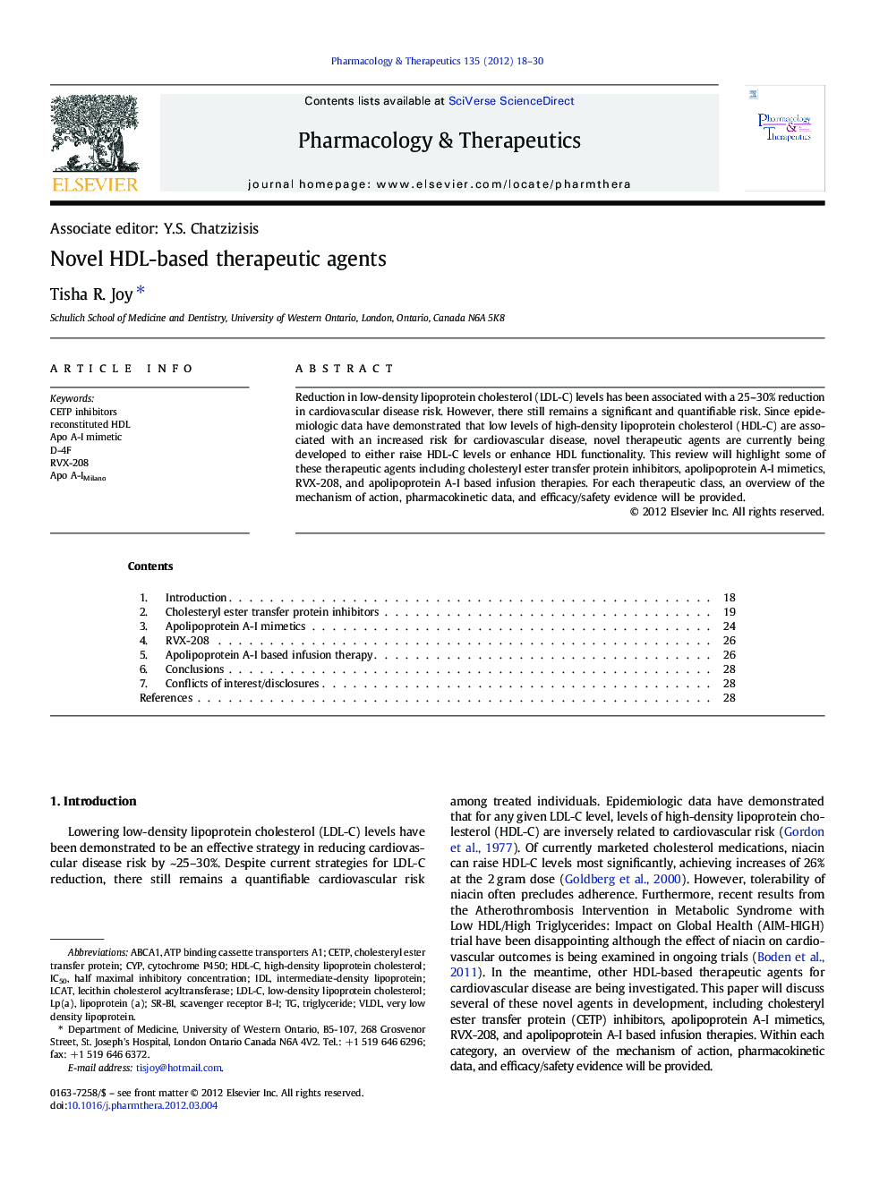 Novel HDL-based therapeutic agents