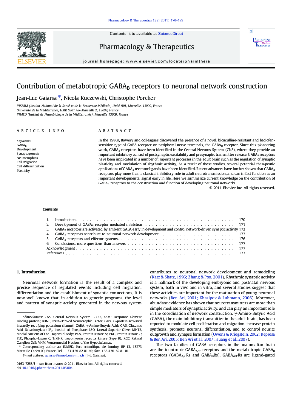 Contribution of metabotropic GABAB receptors to neuronal network construction