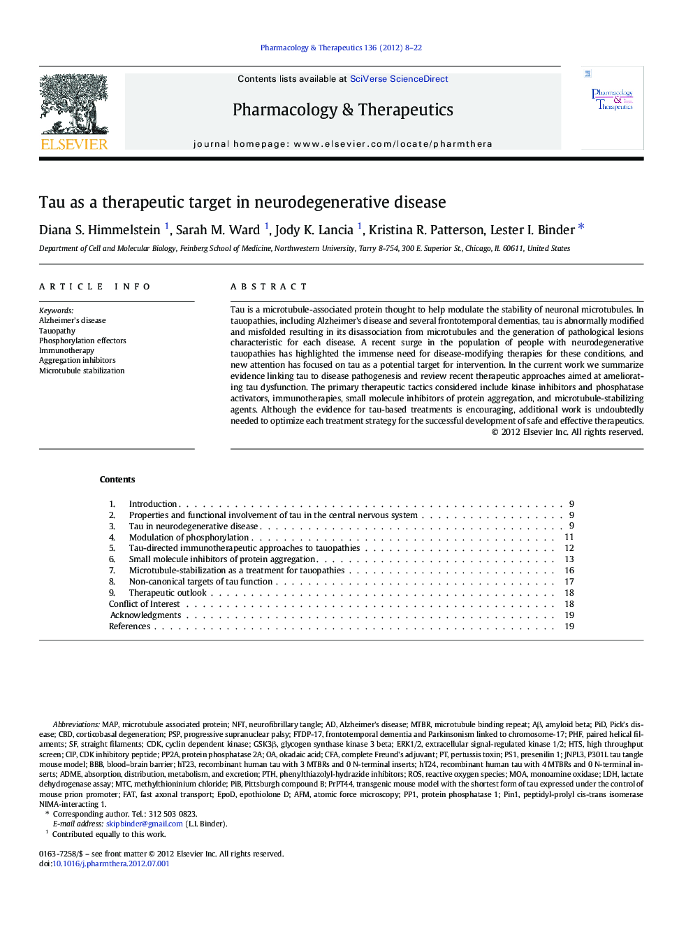 Tau as a therapeutic target in neurodegenerative disease