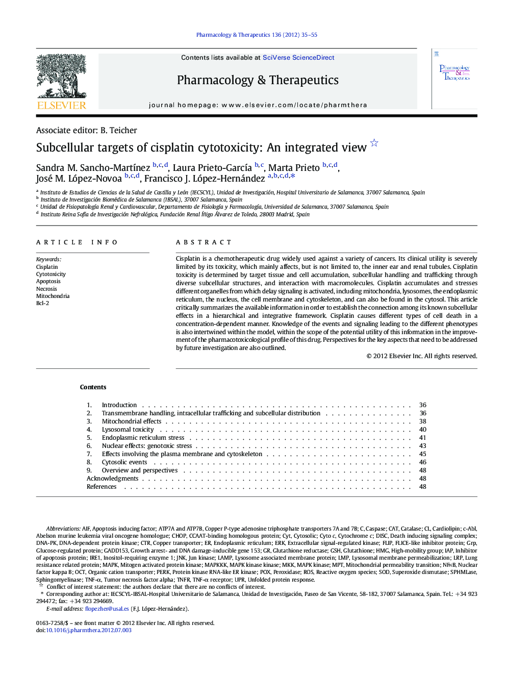 Subcellular targets of cisplatin cytotoxicity: An integrated view 