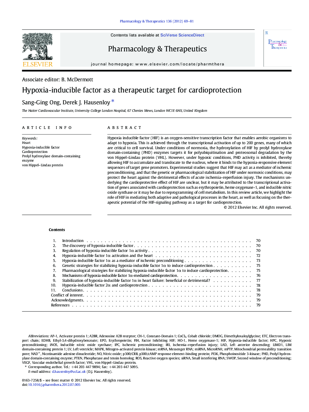 Hypoxia-inducible factor as a therapeutic target for cardioprotection