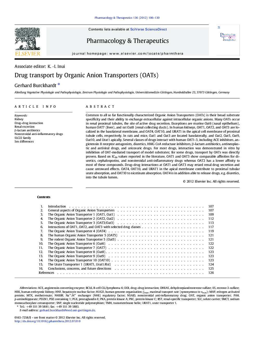 عکس صفحه اول مقاله: Drug transport by Organic Anion Transporters (OATs) Drug transport by Organic Anion Transporters (OATs)