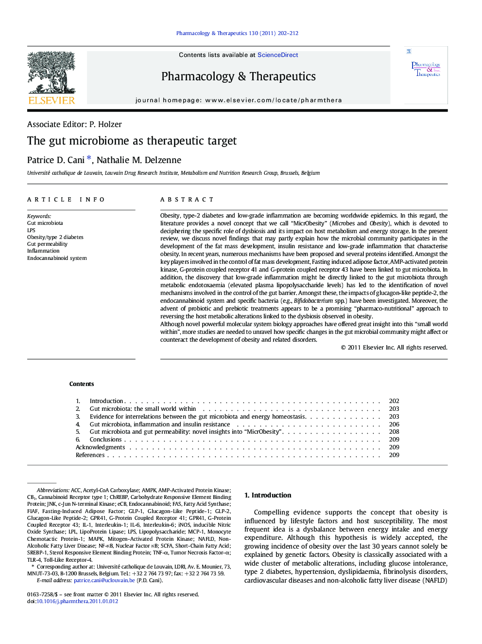 The gut microbiome as therapeutic target