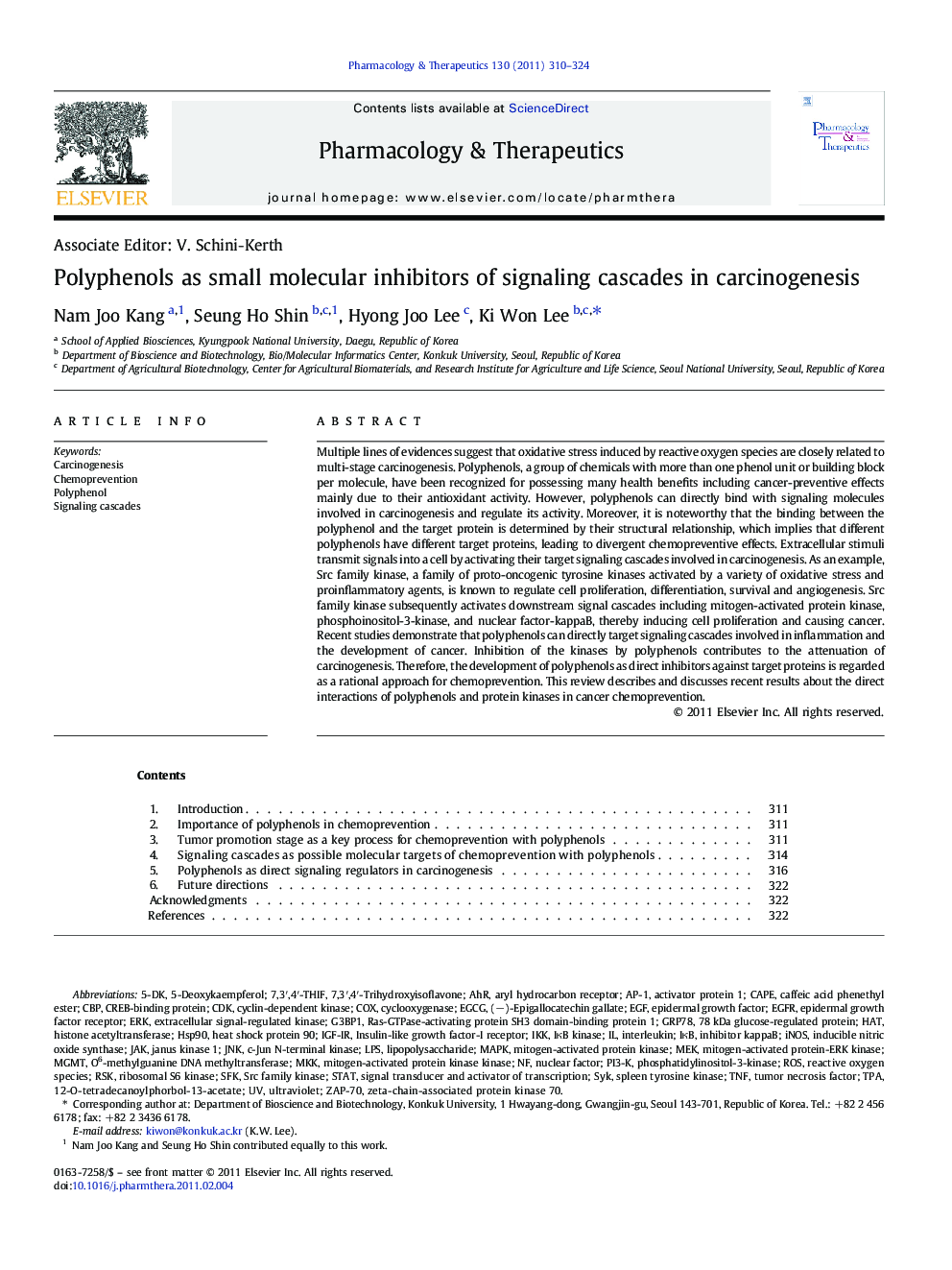 Polyphenols as small molecular inhibitors of signaling cascades in carcinogenesis