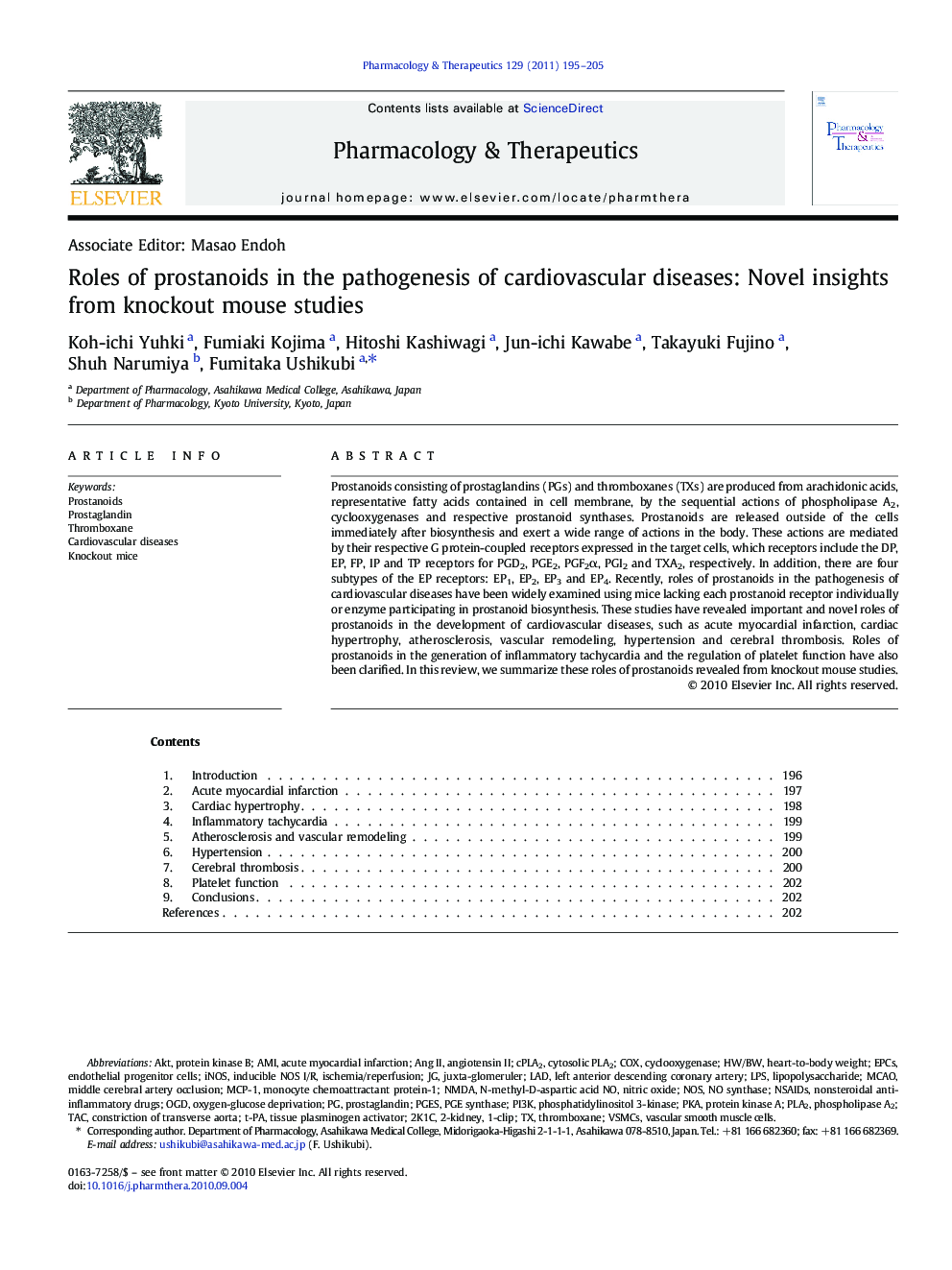 Roles of prostanoids in the pathogenesis of cardiovascular diseases: Novel insights from knockout mouse studies