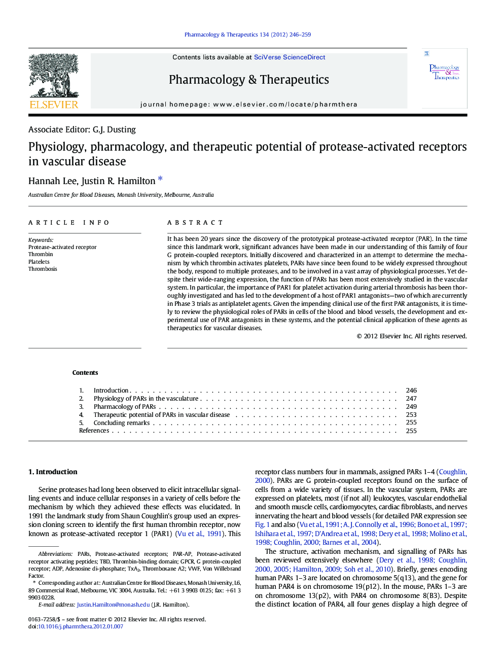 Physiology, pharmacology, and therapeutic potential of protease-activated receptors in vascular disease