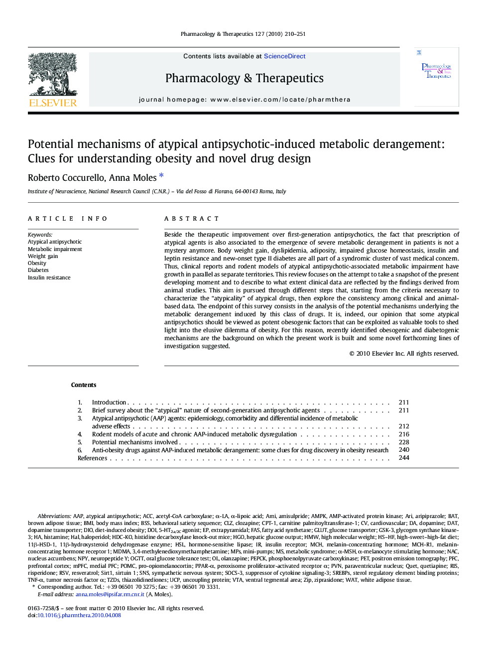 Potential mechanisms of atypical antipsychotic-induced metabolic derangement: Clues for understanding obesity and novel drug design