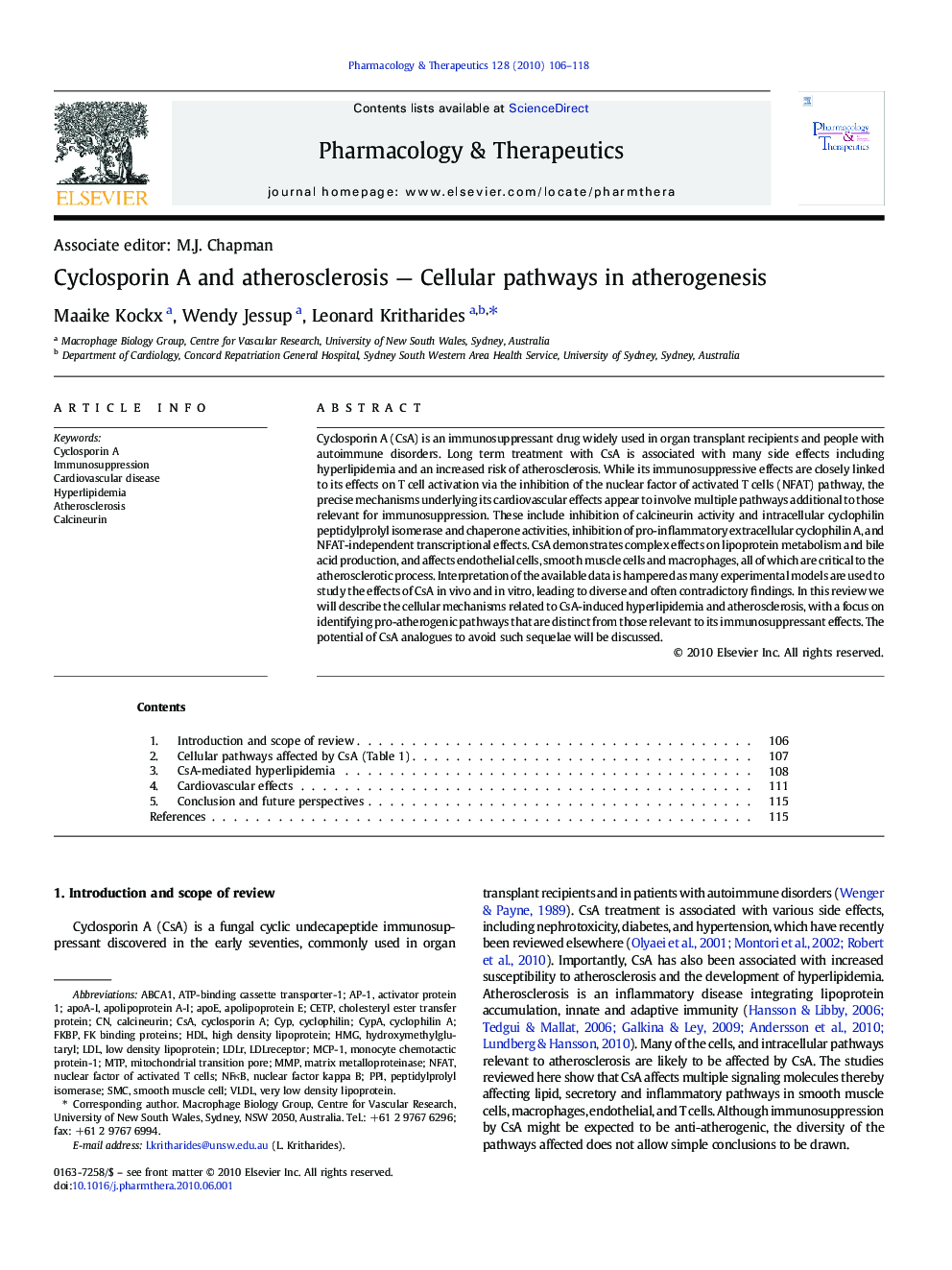 Cyclosporin A and atherosclerosis — Cellular pathways in atherogenesis