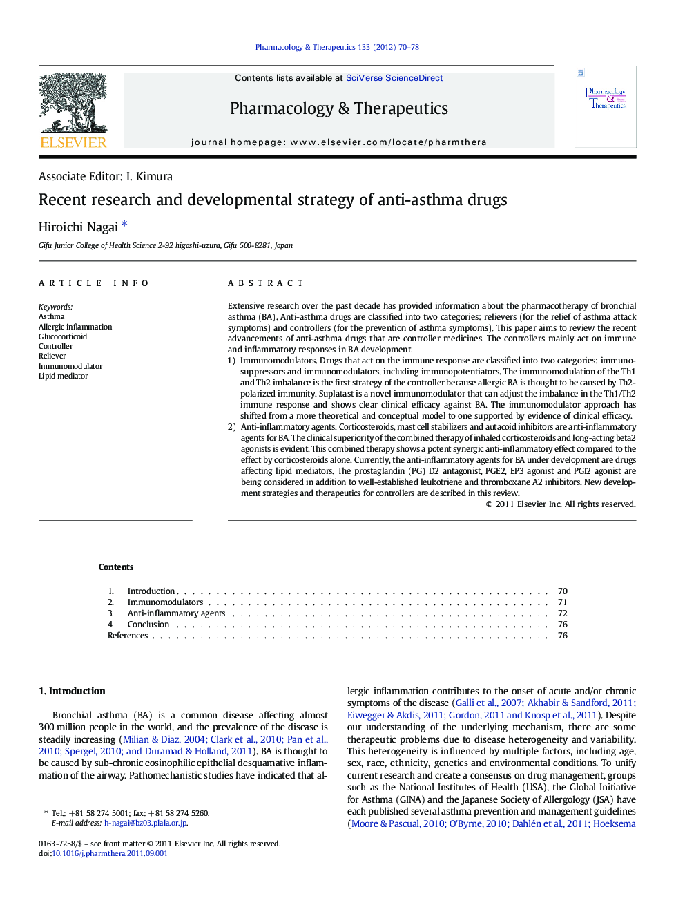 Recent research and developmental strategy of anti-asthma drugs