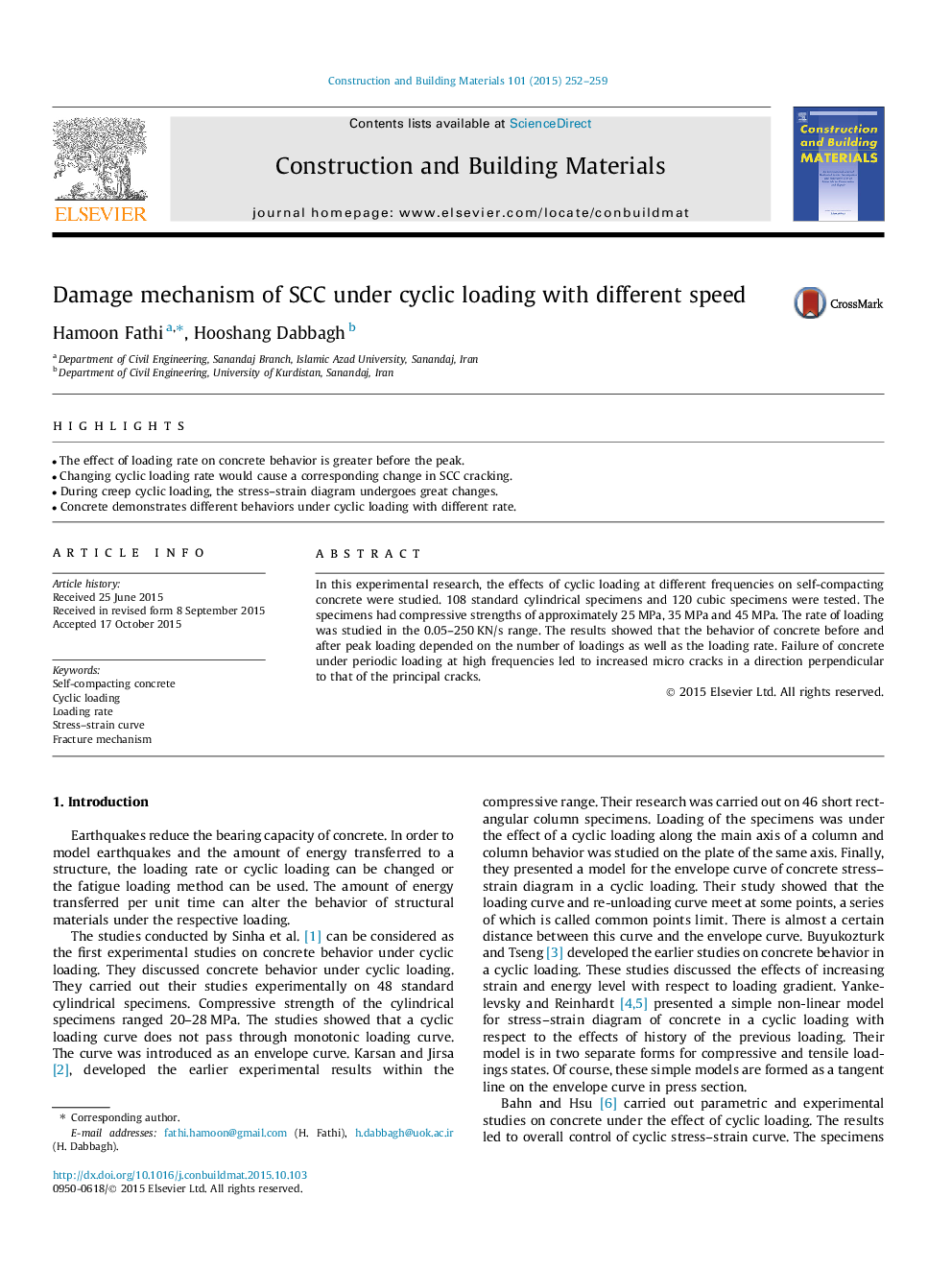 Damage mechanism of SCC under cyclic loading with different speed