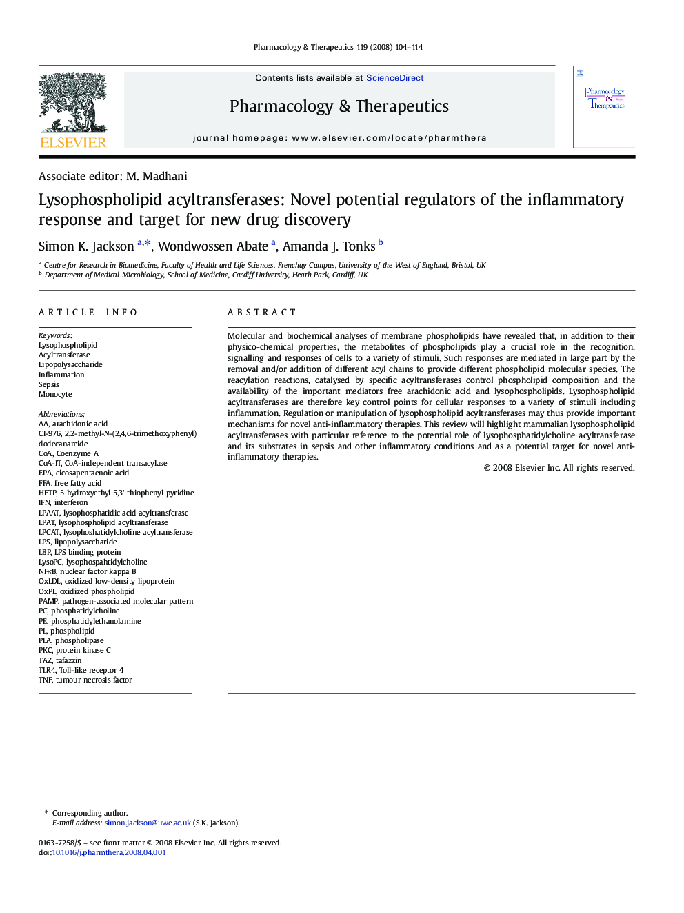 Lysophospholipid acyltransferases: Novel potential regulators of the inflammatory response and target for new drug discovery