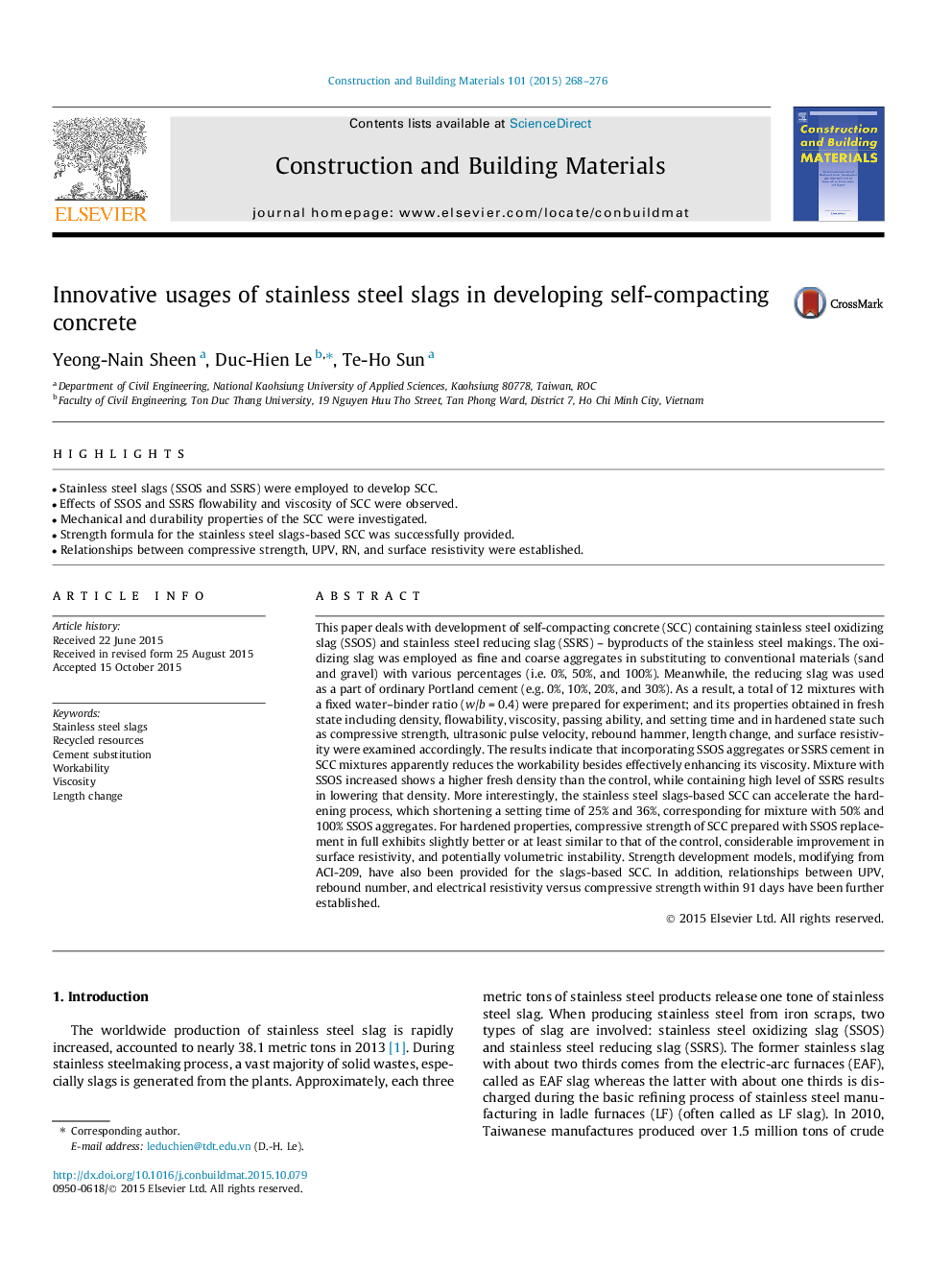 Innovative usages of stainless steel slags in developing self-compacting concrete