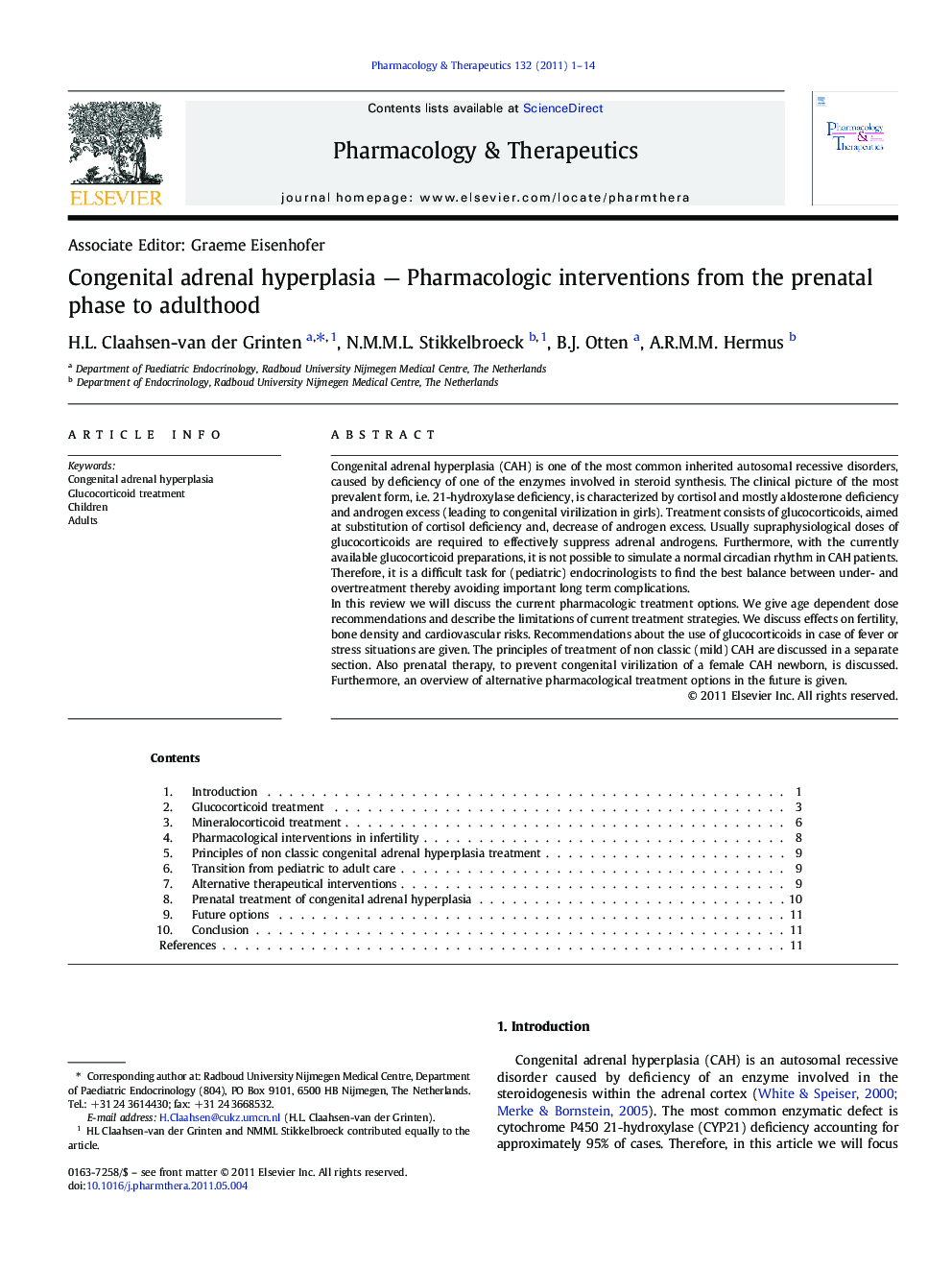 عکس صفحه اول مقاله: Congenital adrenal hyperplasia — Pharmacologic interventions from the prenatal phase to adulthood Congenital adrenal hyperplasia — Pharmacologic interventions from the prenatal phase to adulthood