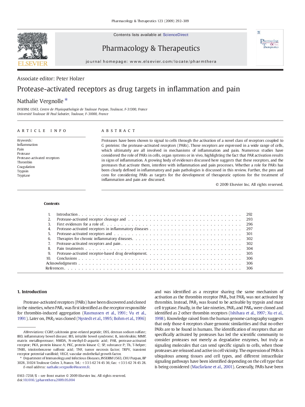 Protease-activated receptors as drug targets in inflammation and pain